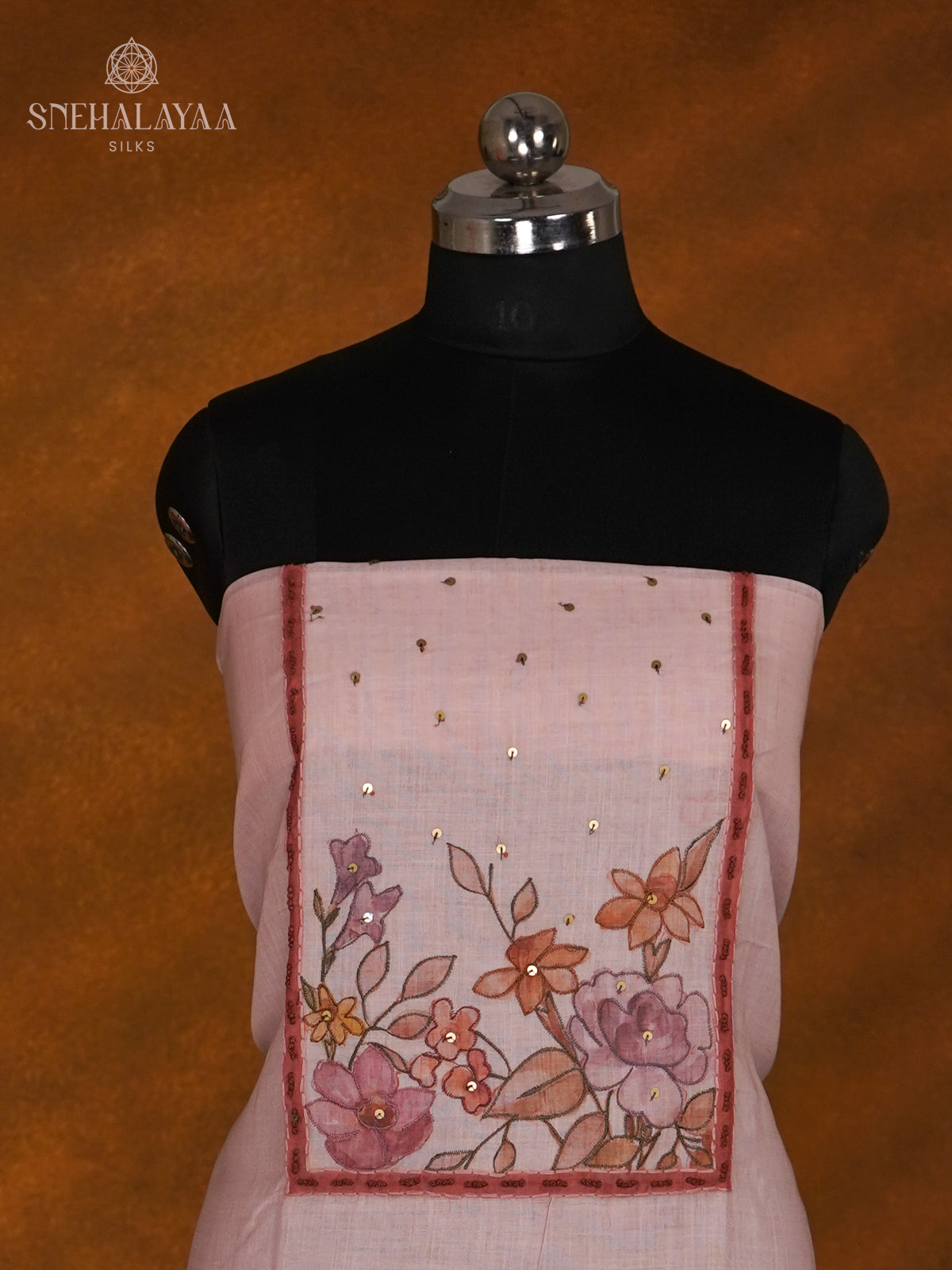 Pale Pink Jute Cotton 3-Piece Salwar Suit Material