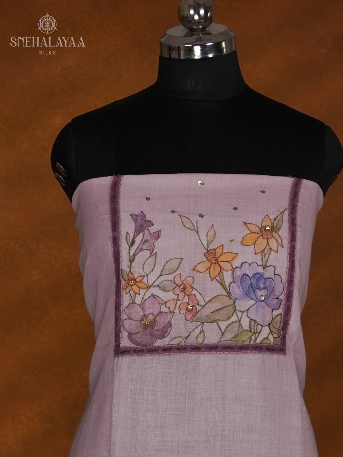 Lilac Jute Cotton 3-Piece Salwar Suit Material
