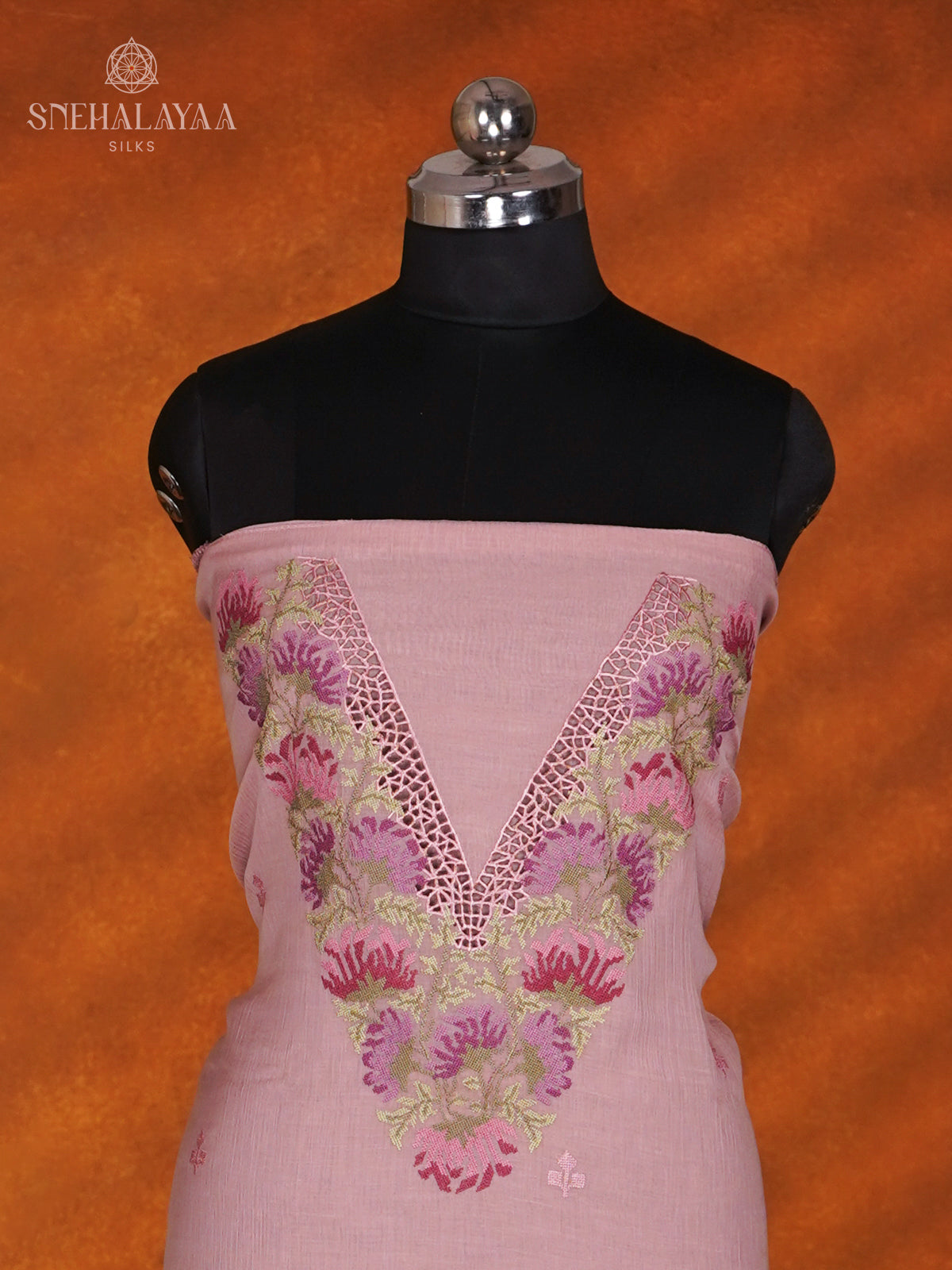 Pink Silk Cotton 3-Piece Salwar Suit Material