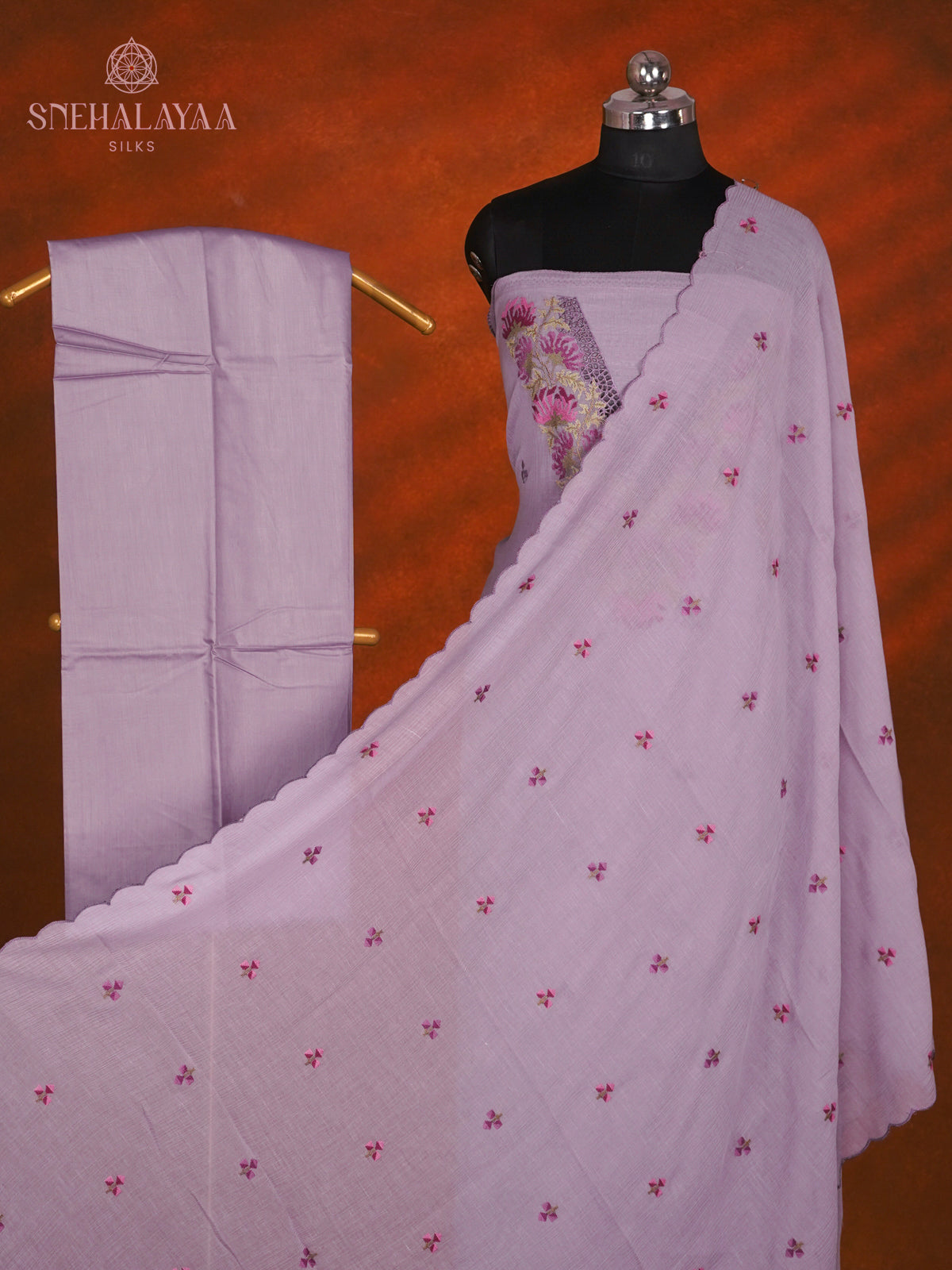 Purple Silk Cotton 3-Piece Salwar Suit Material