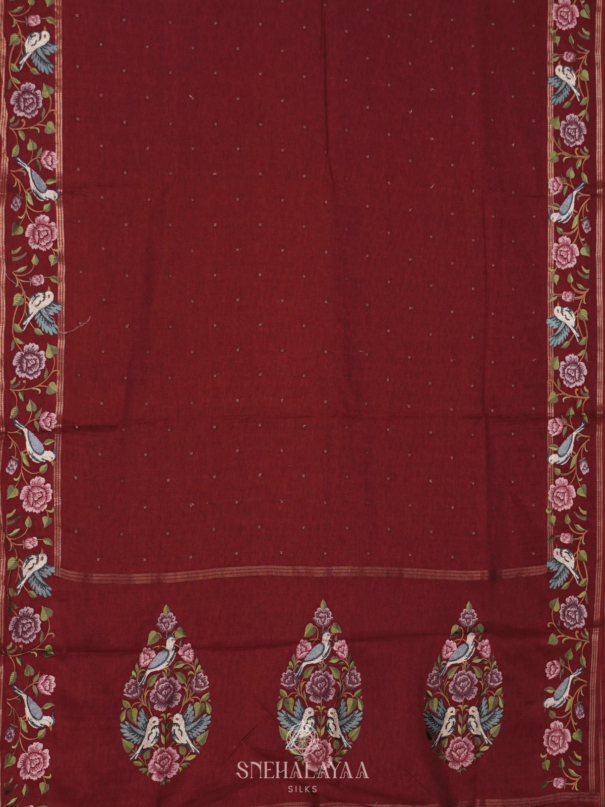 Maroon Tussar Saree
