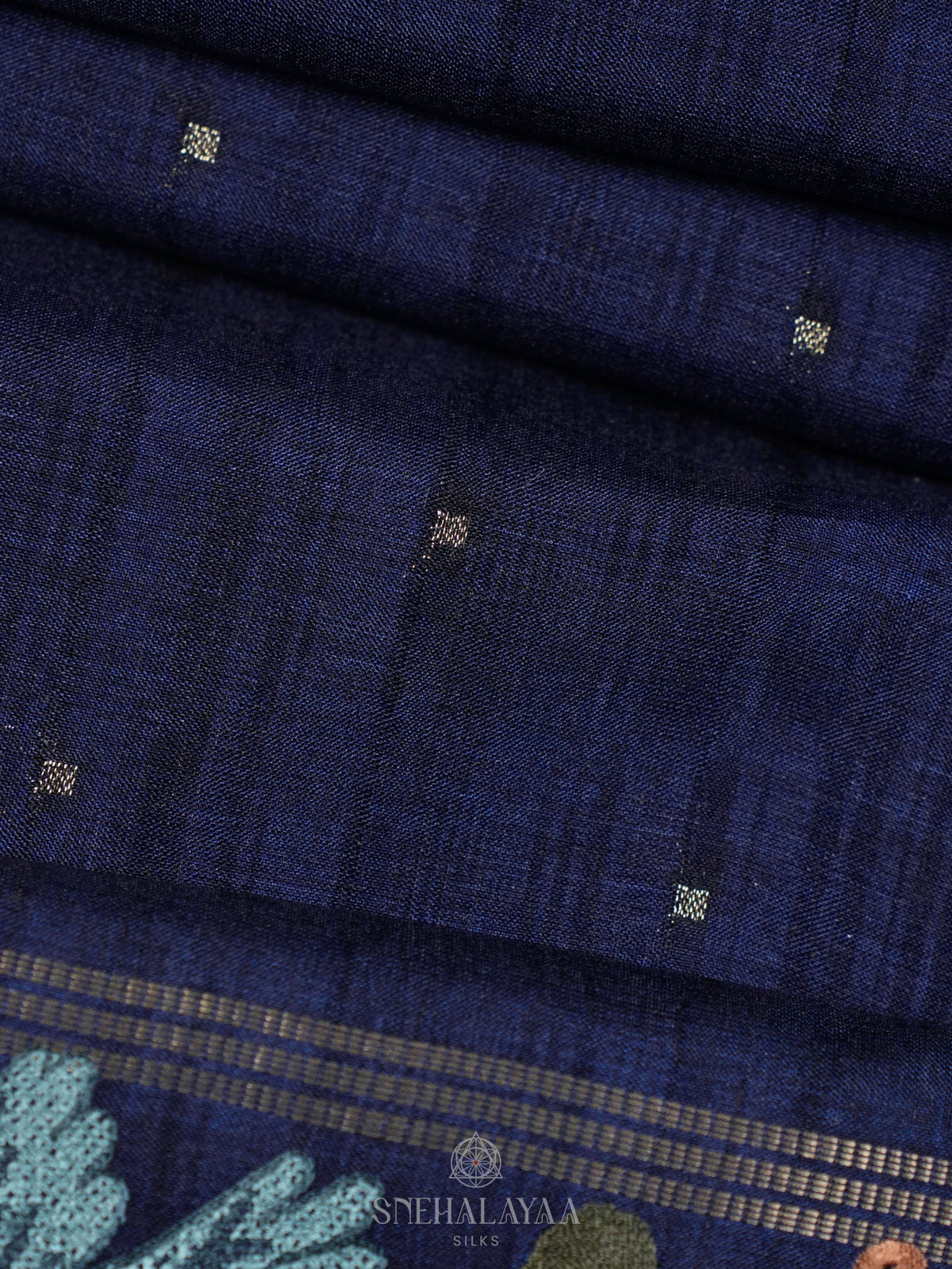 Navy Blue Tussar Saree