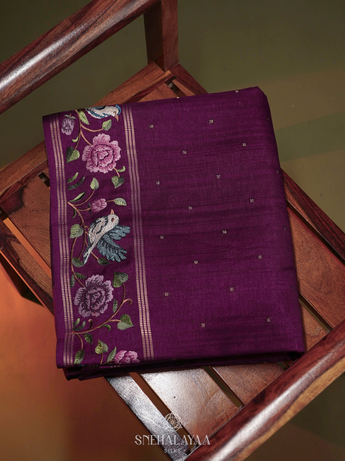 Wine Tussar Saree
