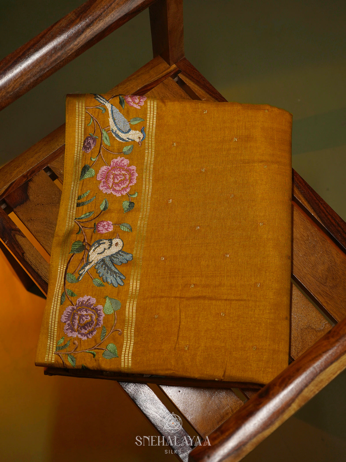 Mango Yellow Tussar Saree