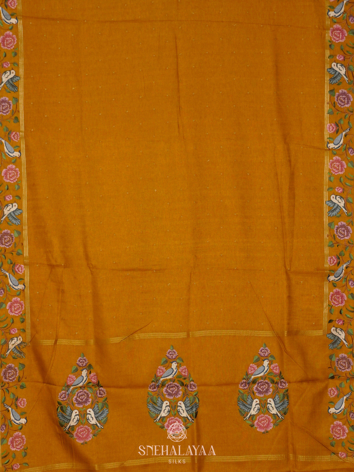 Mango Yellow Tussar Saree