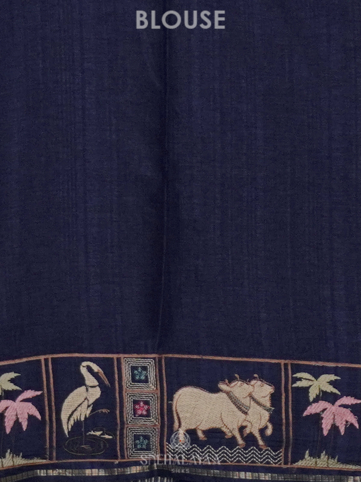 Navy Blue Tussar Saree