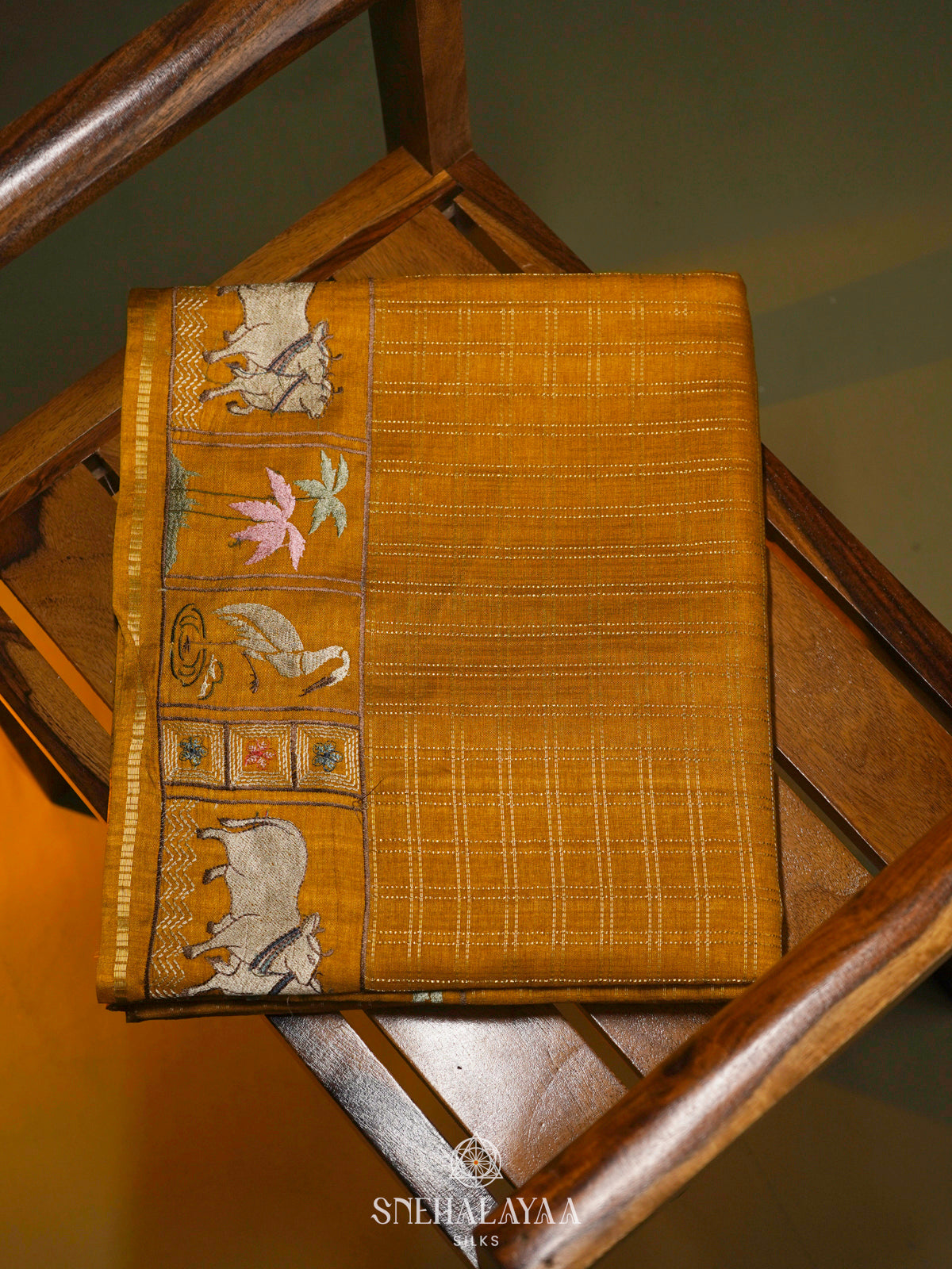 Mango Yellow Tussar Saree