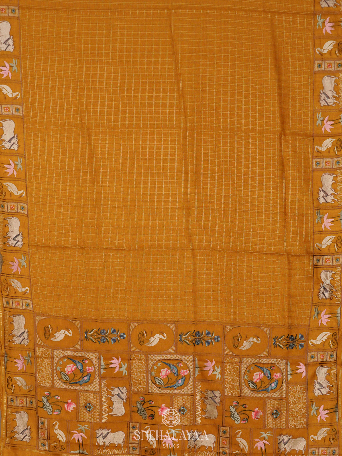 Mango Yellow Tussar Saree