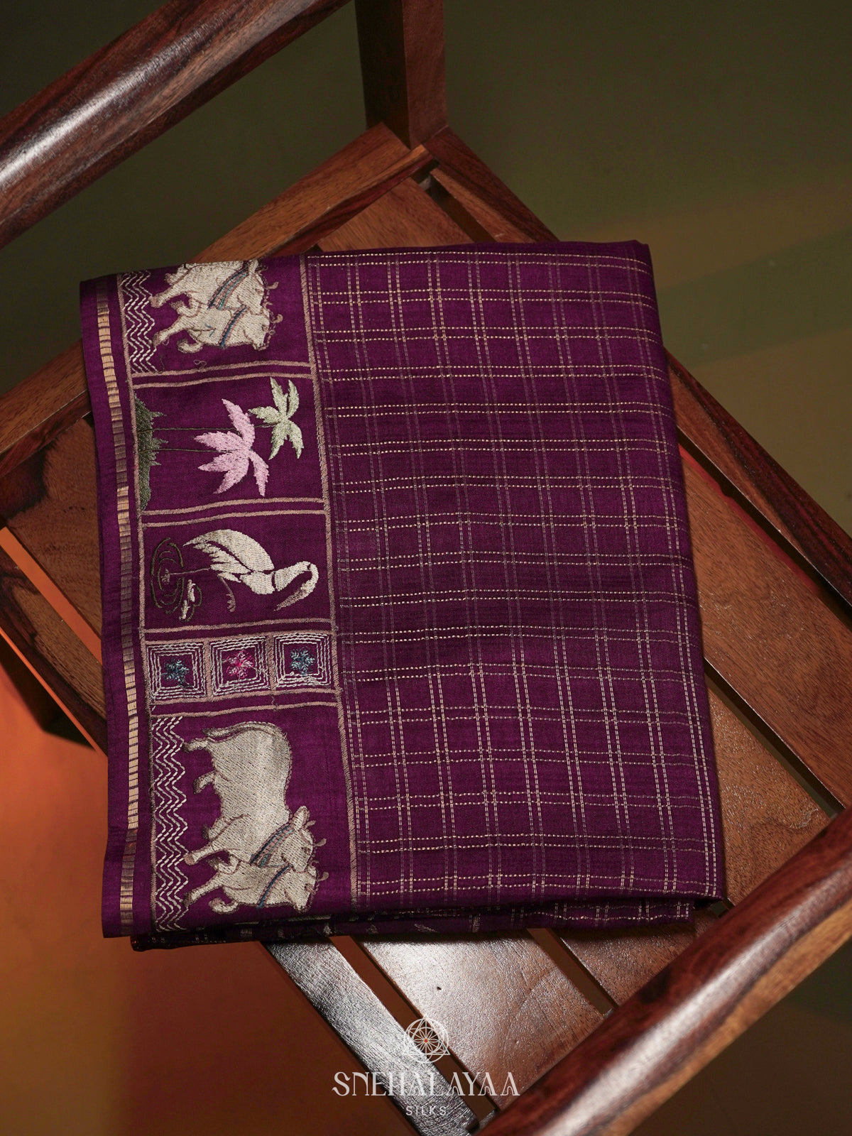 Wine Tussar Saree