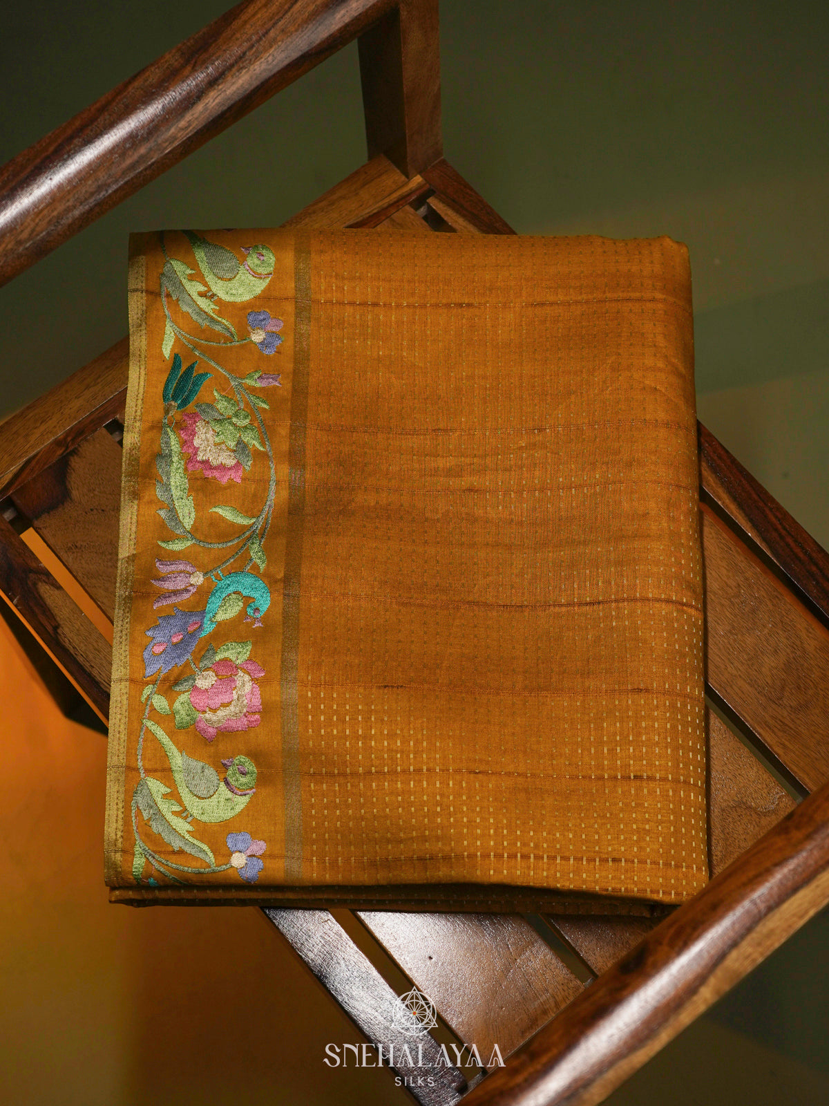 Mango Yellow Tussar Saree