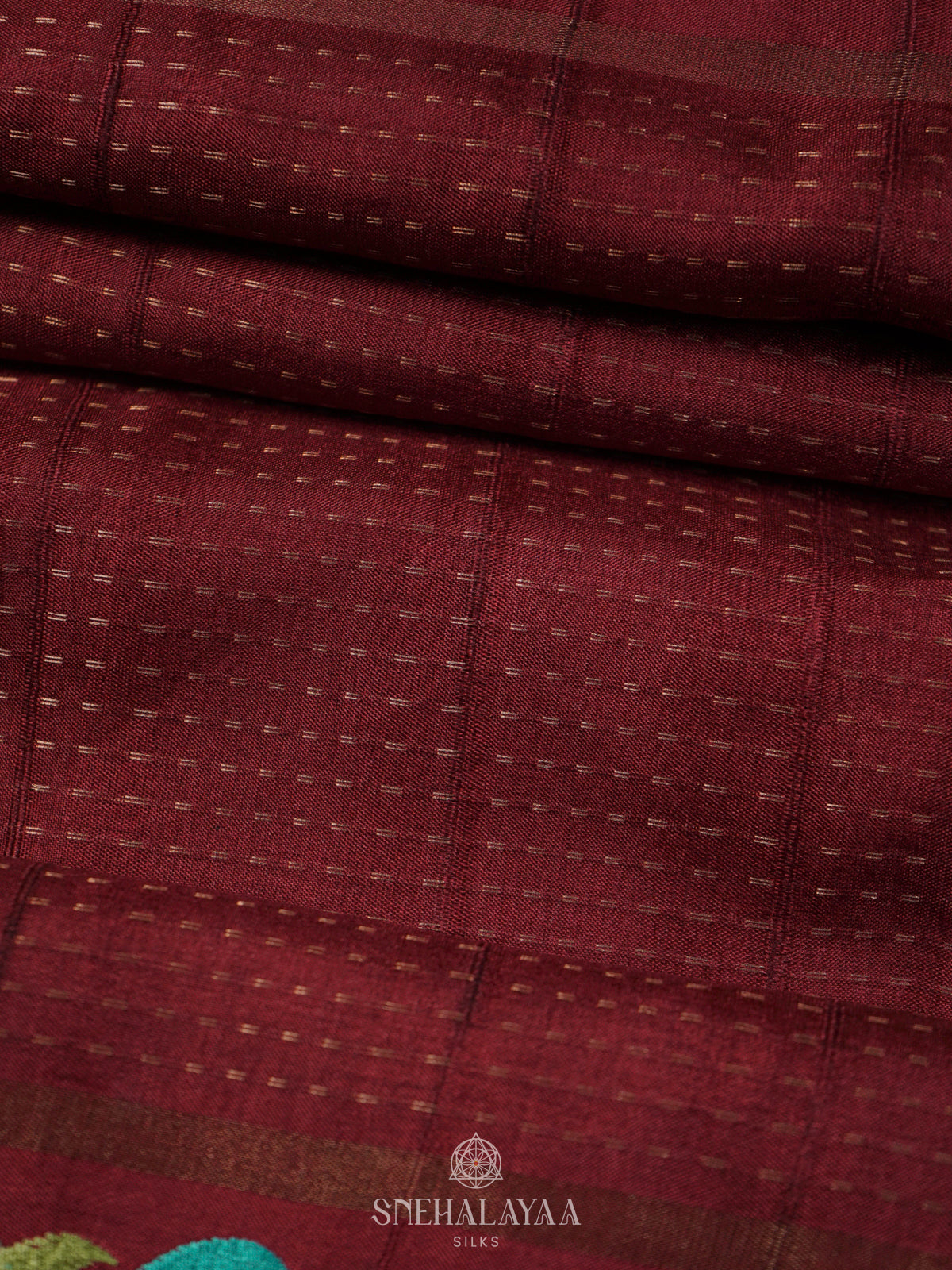 Maroon Tussar Saree