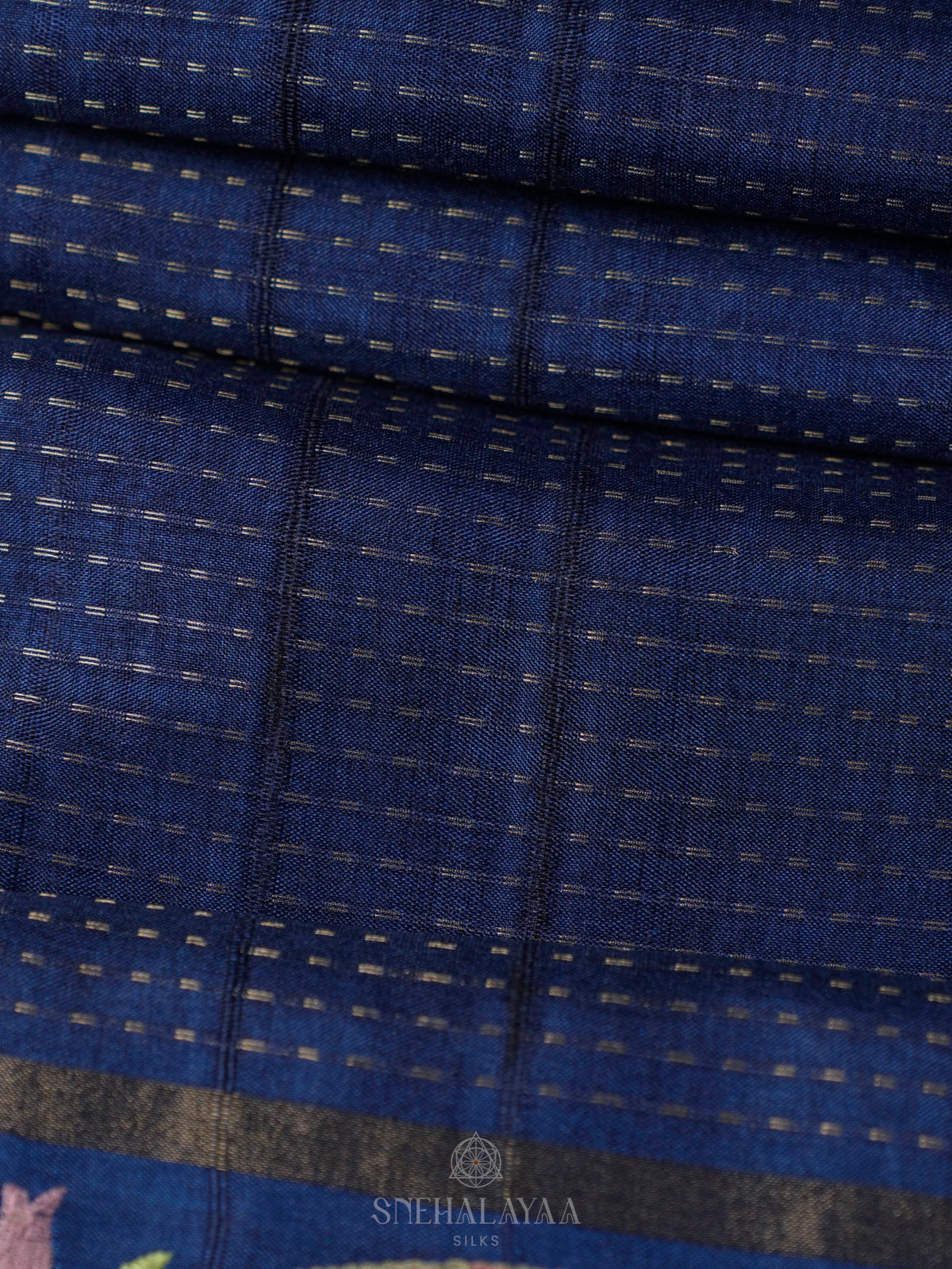 Navy Blue Tussar Saree