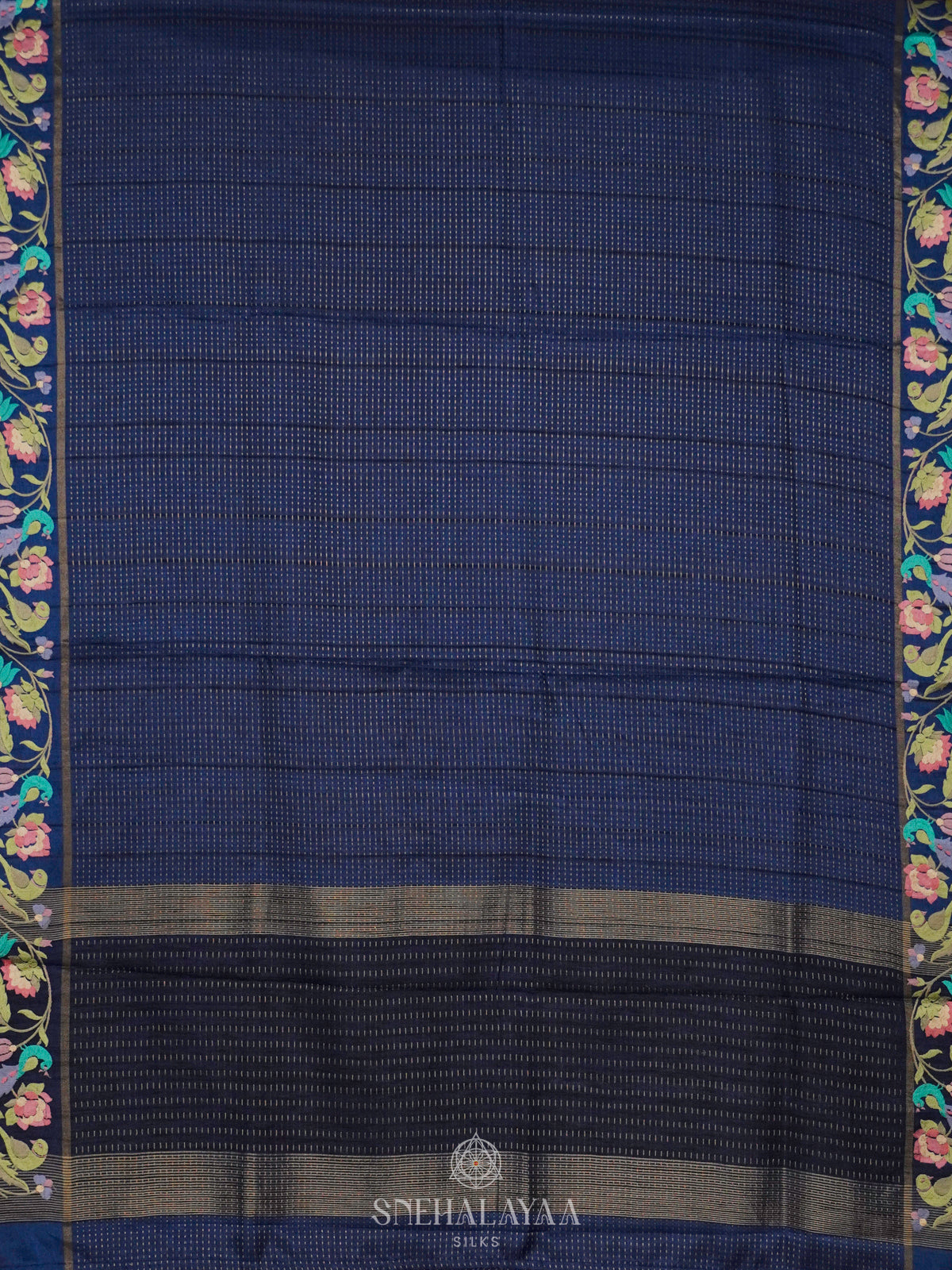 Navy Blue Tussar Saree