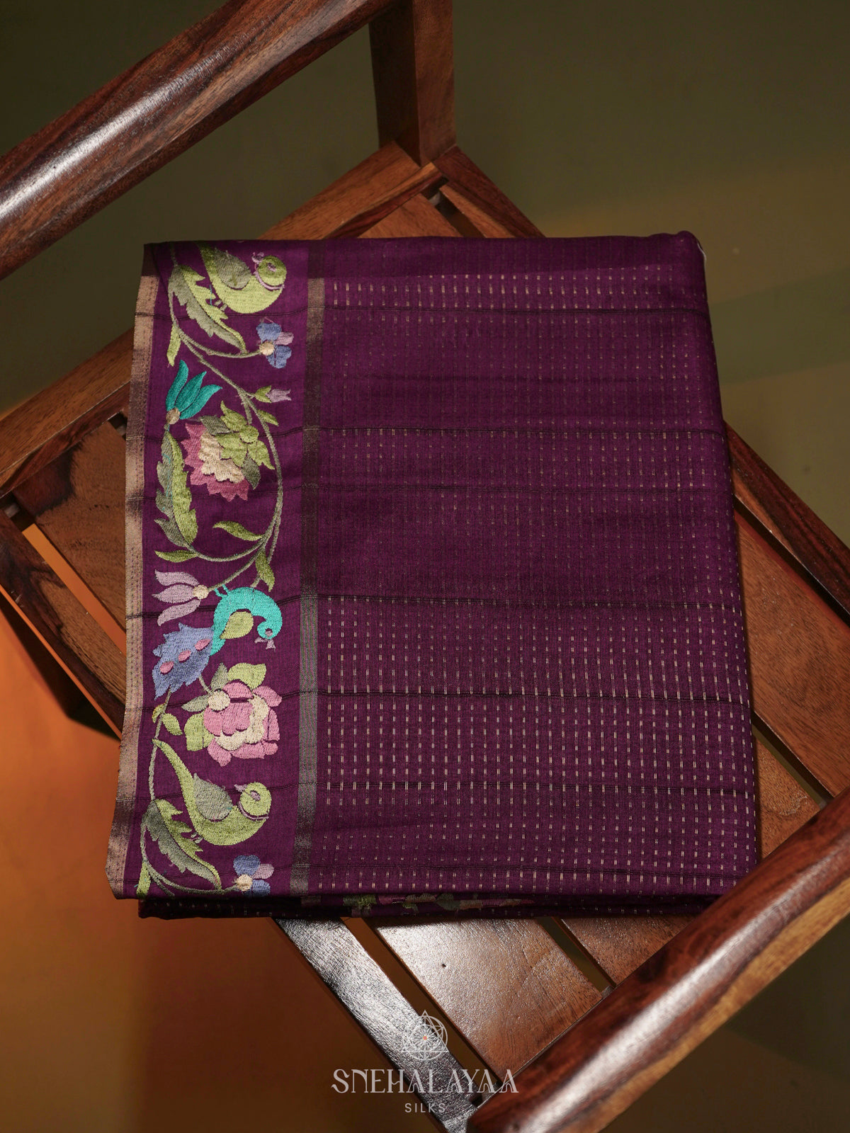 Wine Tussar Saree