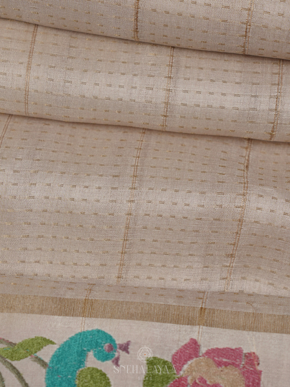 Cream Tussar Saree