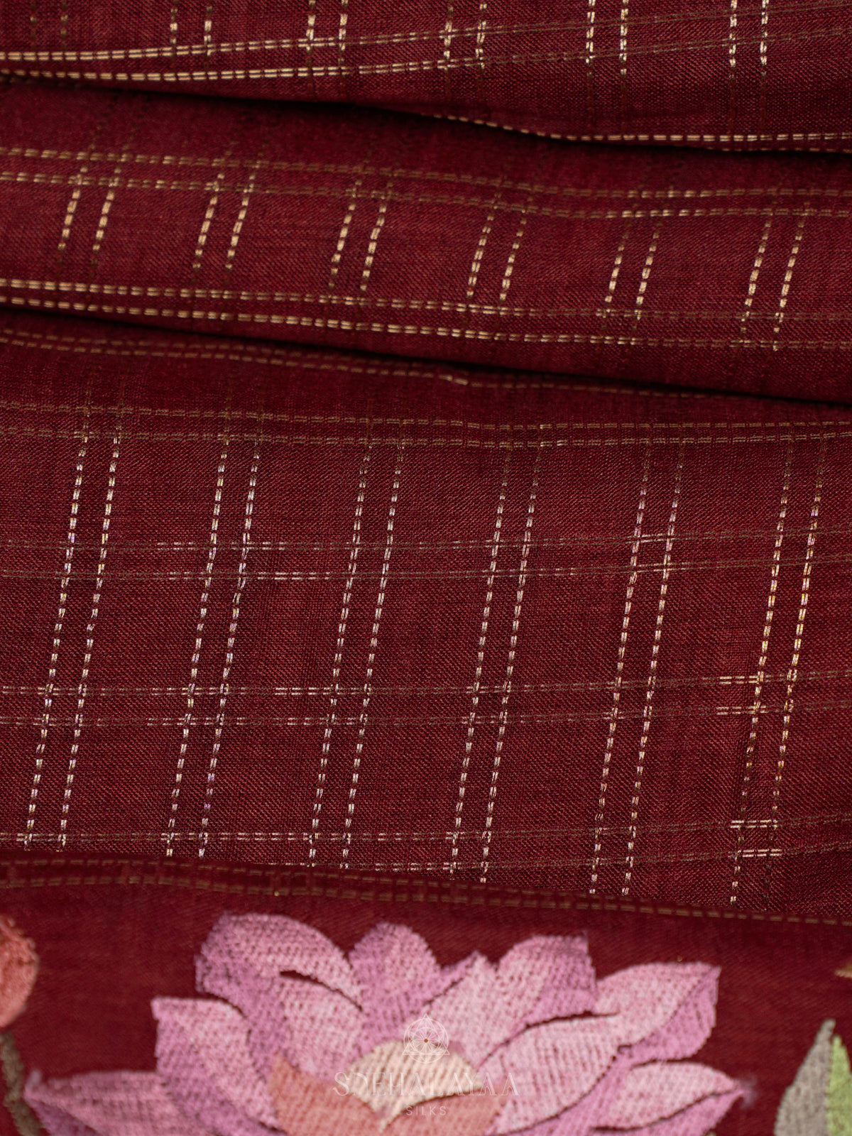 Maroon Tussar Saree