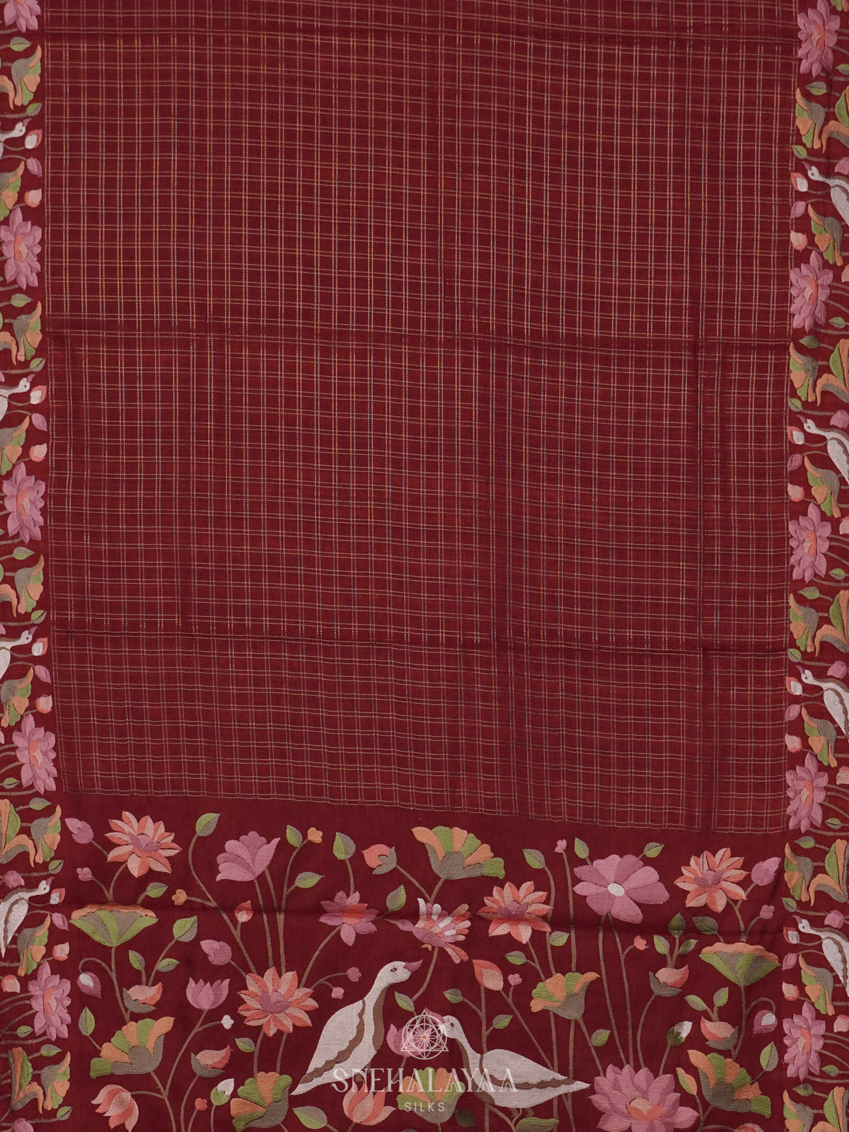 Maroon Tussar Saree