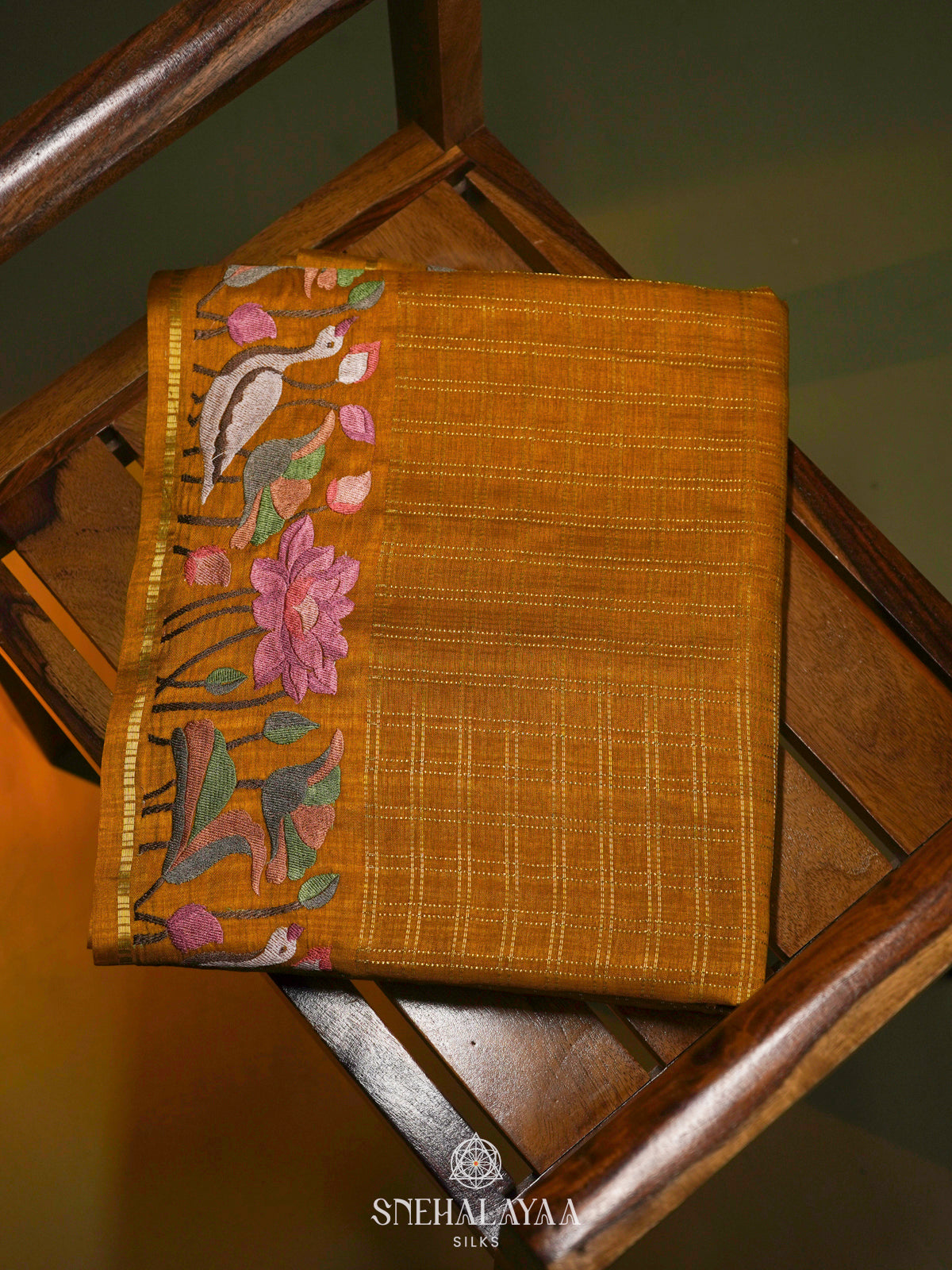 Mango Yellow Tussar Saree