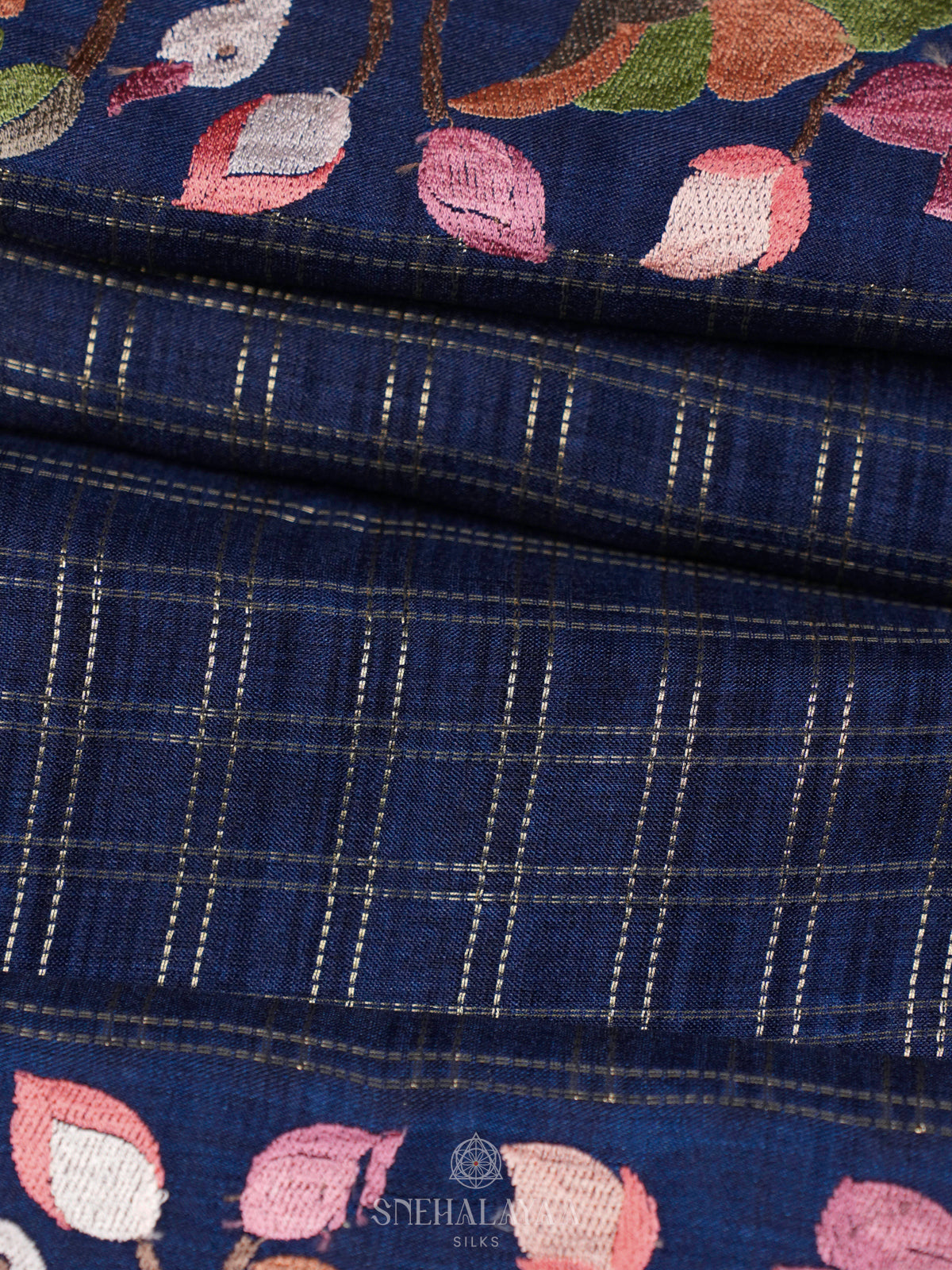 Navy Blue Tussar Saree
