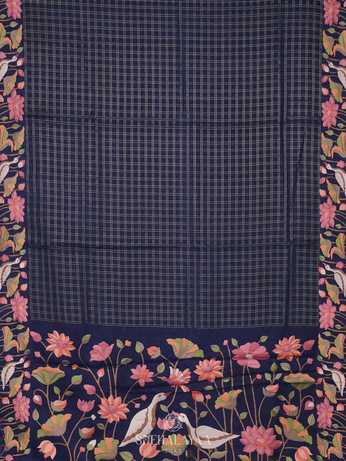 Navy Blue Tussar Saree