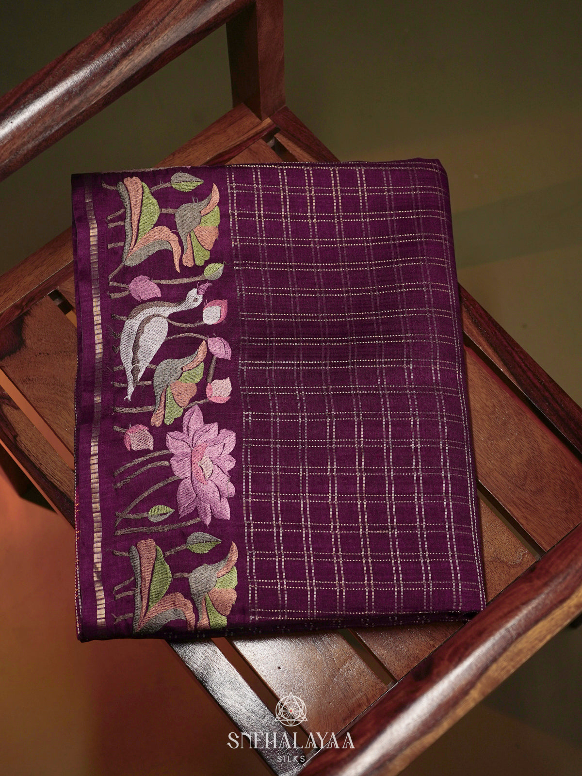 Wine Tussar Saree
