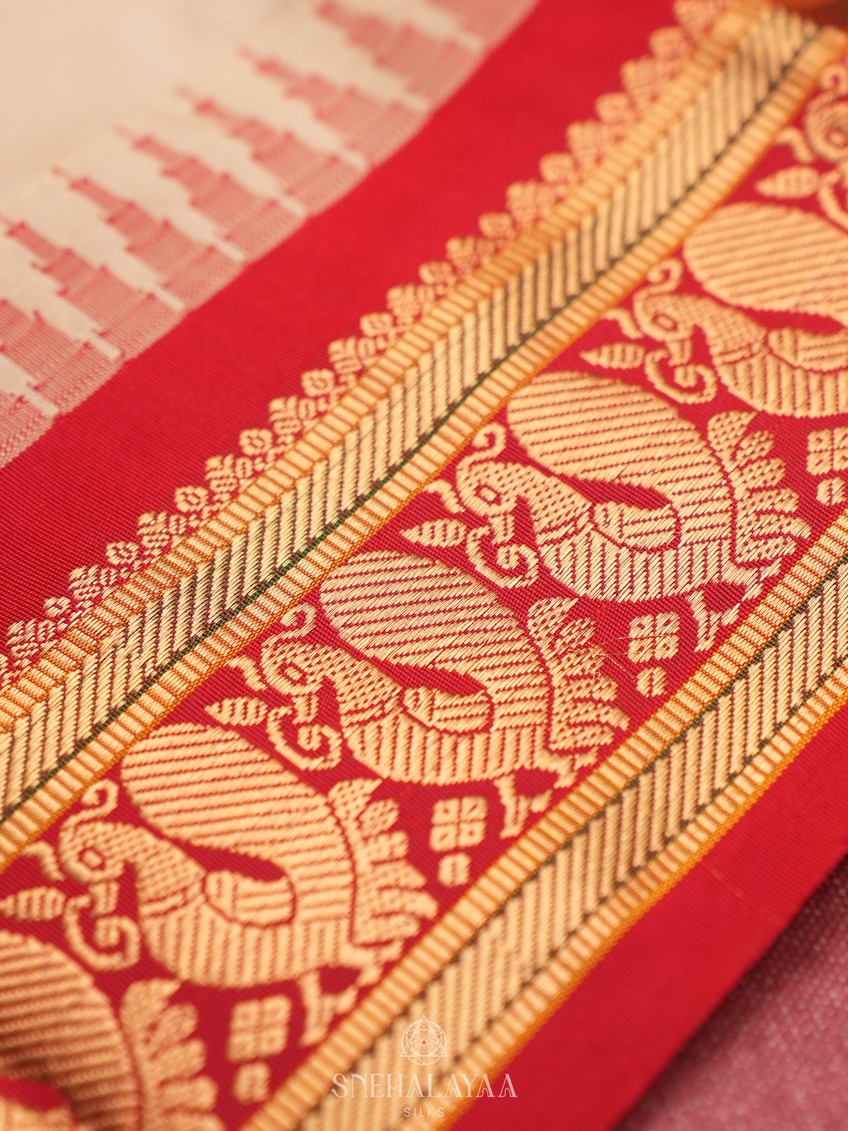 Cream Kanjivaram Silk Saree