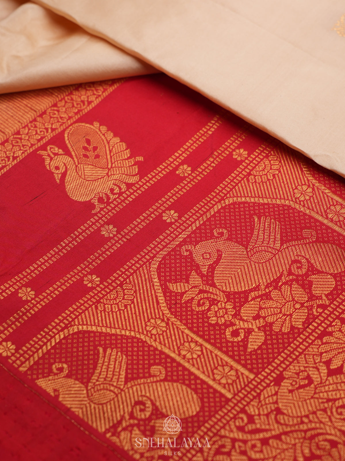 Cream Kanjivaram Silk Saree