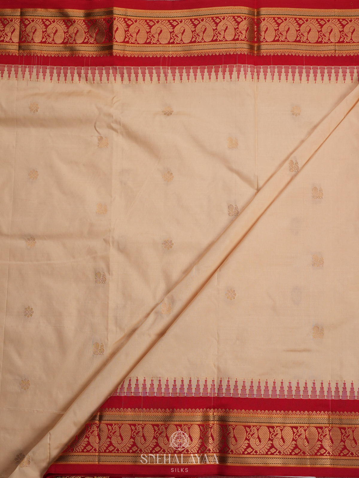 Cream Kanjivaram Silk Saree