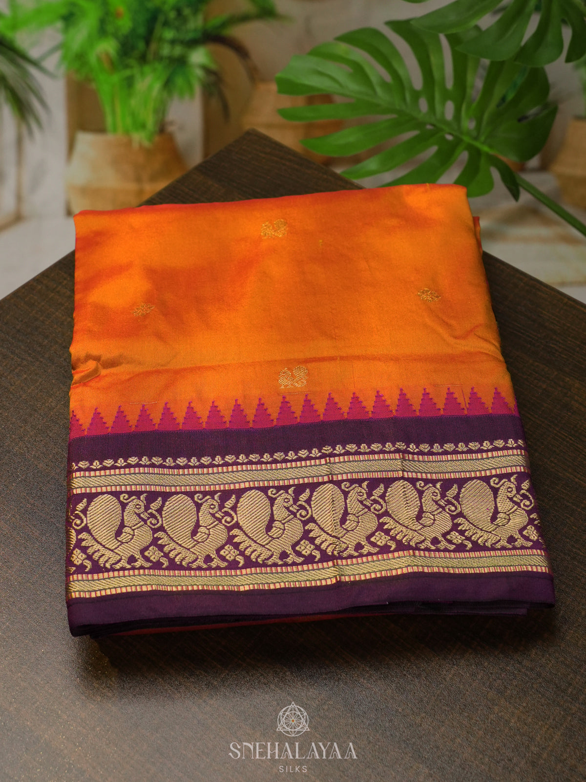 Orange Kanjivaram Silk Saree