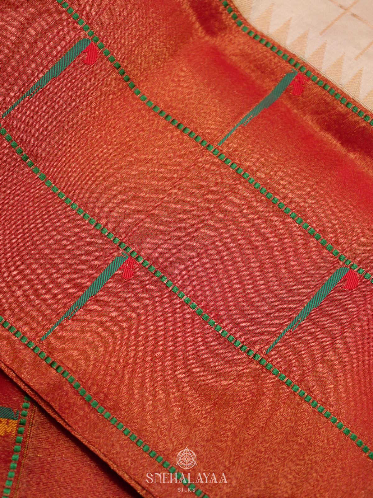 Cream Paithani Silk Saree