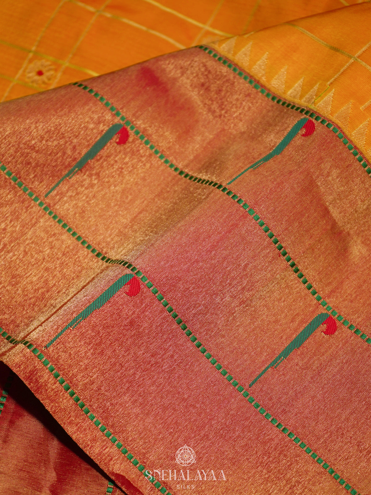 Mango Yellow Paithani Silk Saree