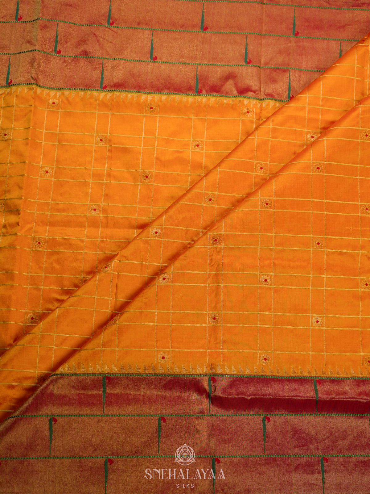 Mango Yellow Paithani Silk Saree