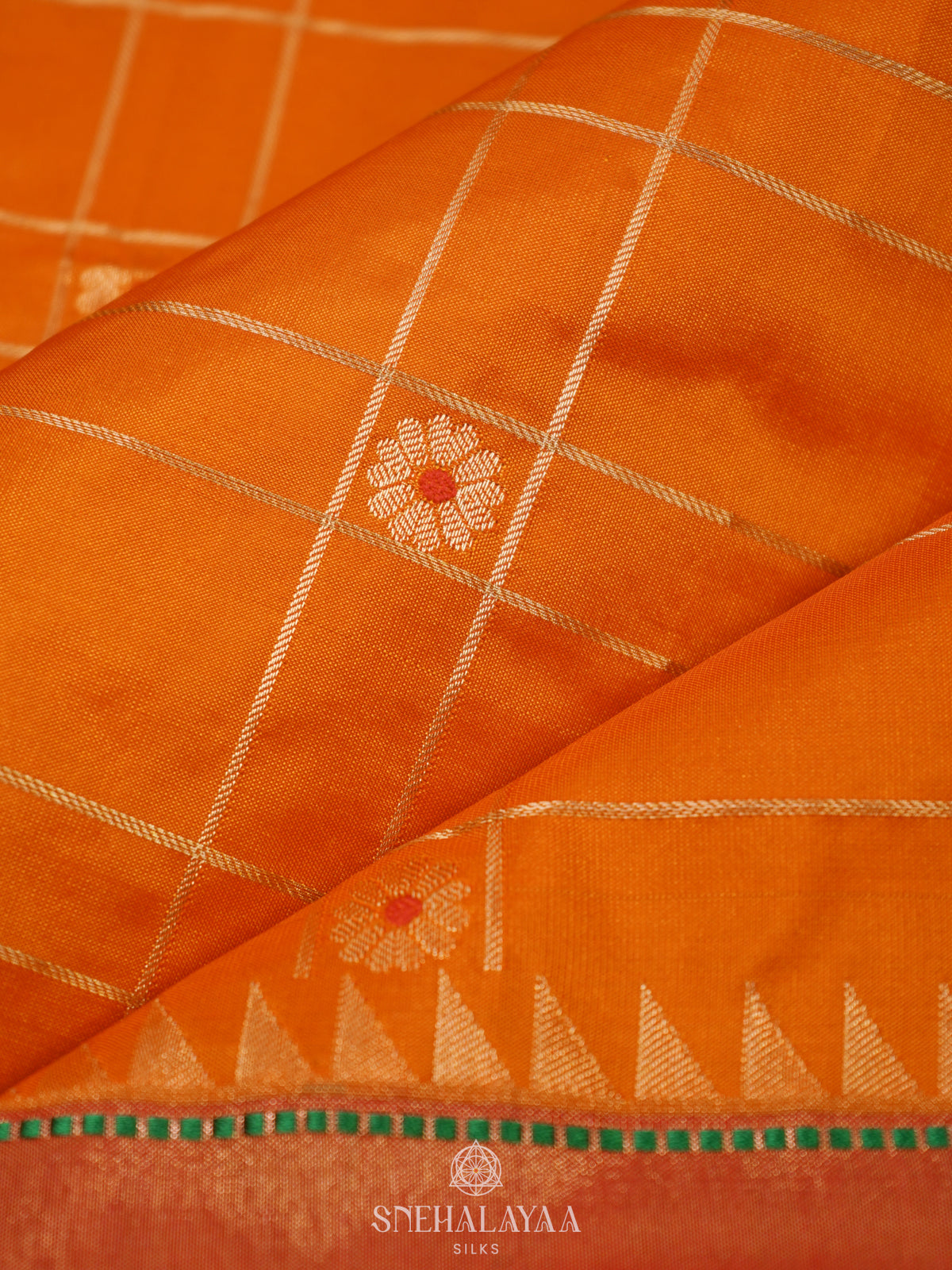 Orange Paithani Silk Saree