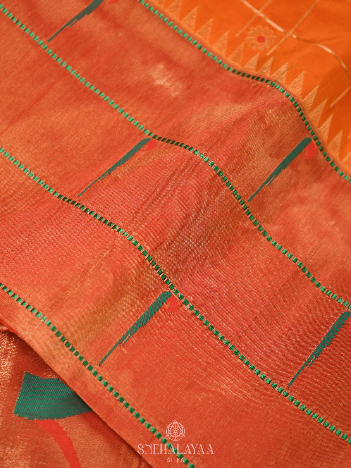 Orange Paithani Silk Saree