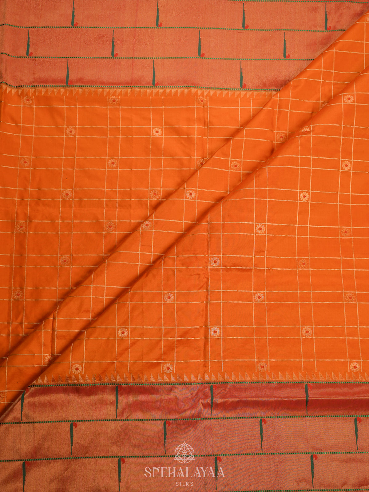 Orange Paithani Silk Saree