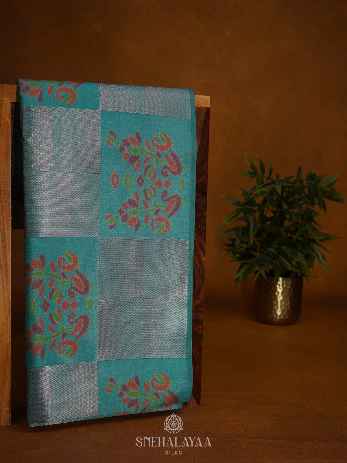 Peacock Blue Jute Saree