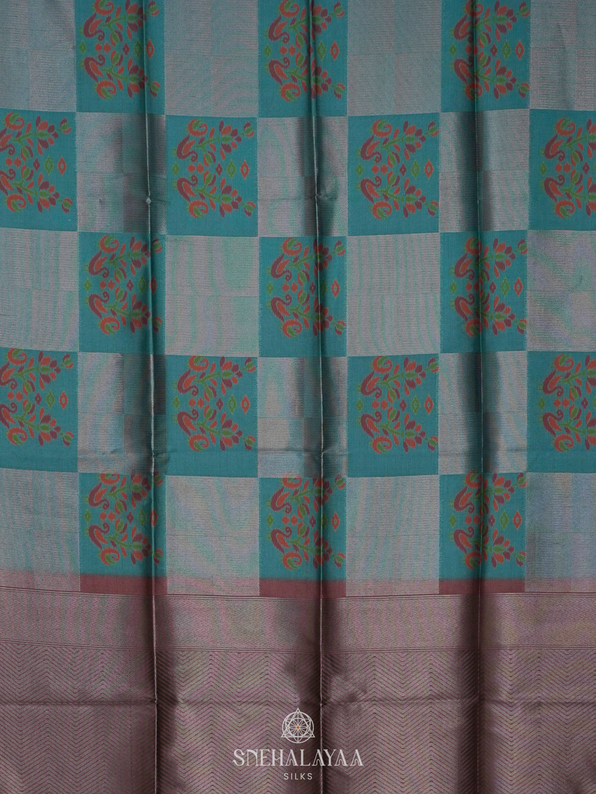 Peacock Blue Jute Saree
