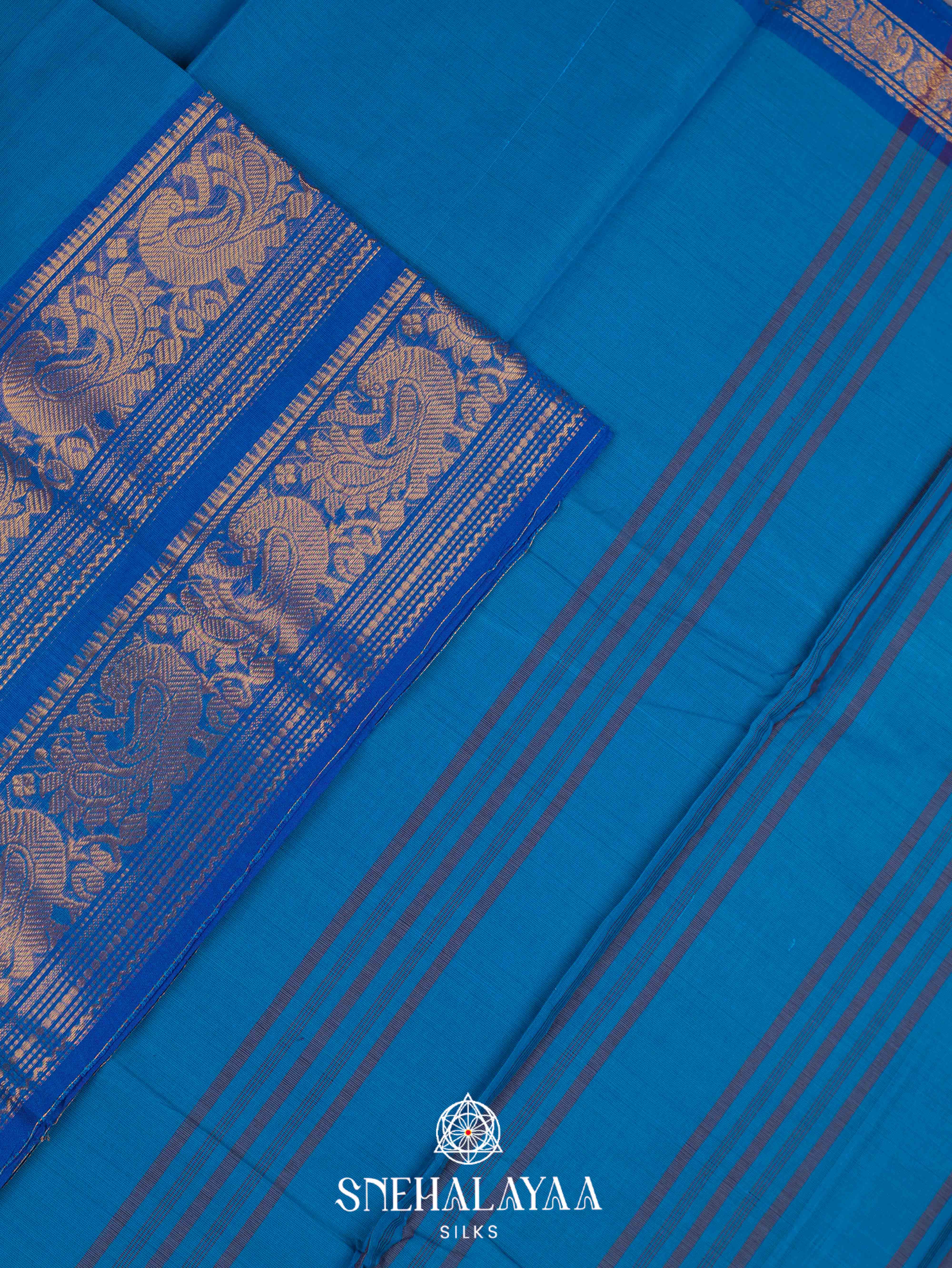 Blue Kanchi Cotton Saree