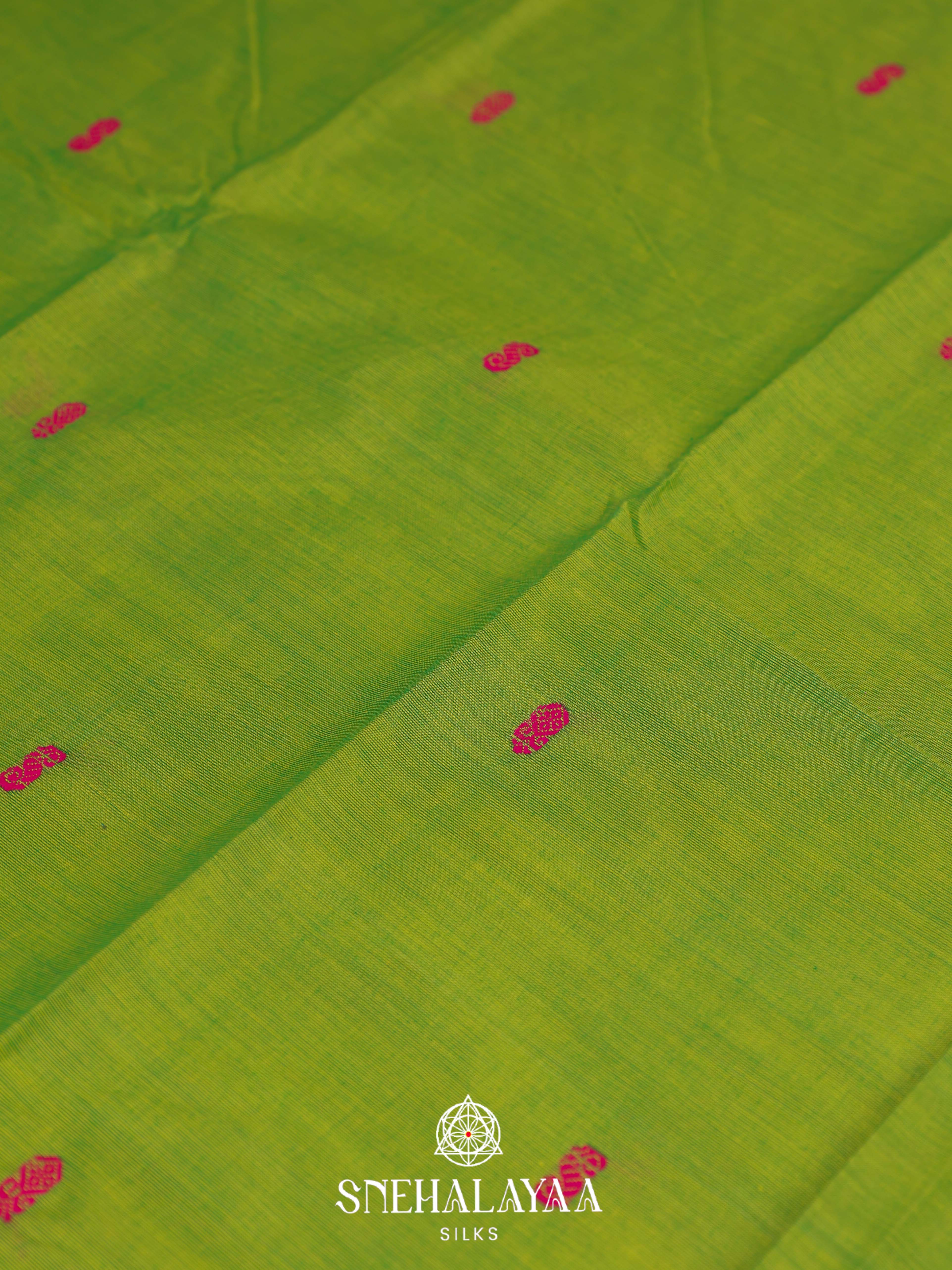 Parrot Green Kanchi Cotton Saree