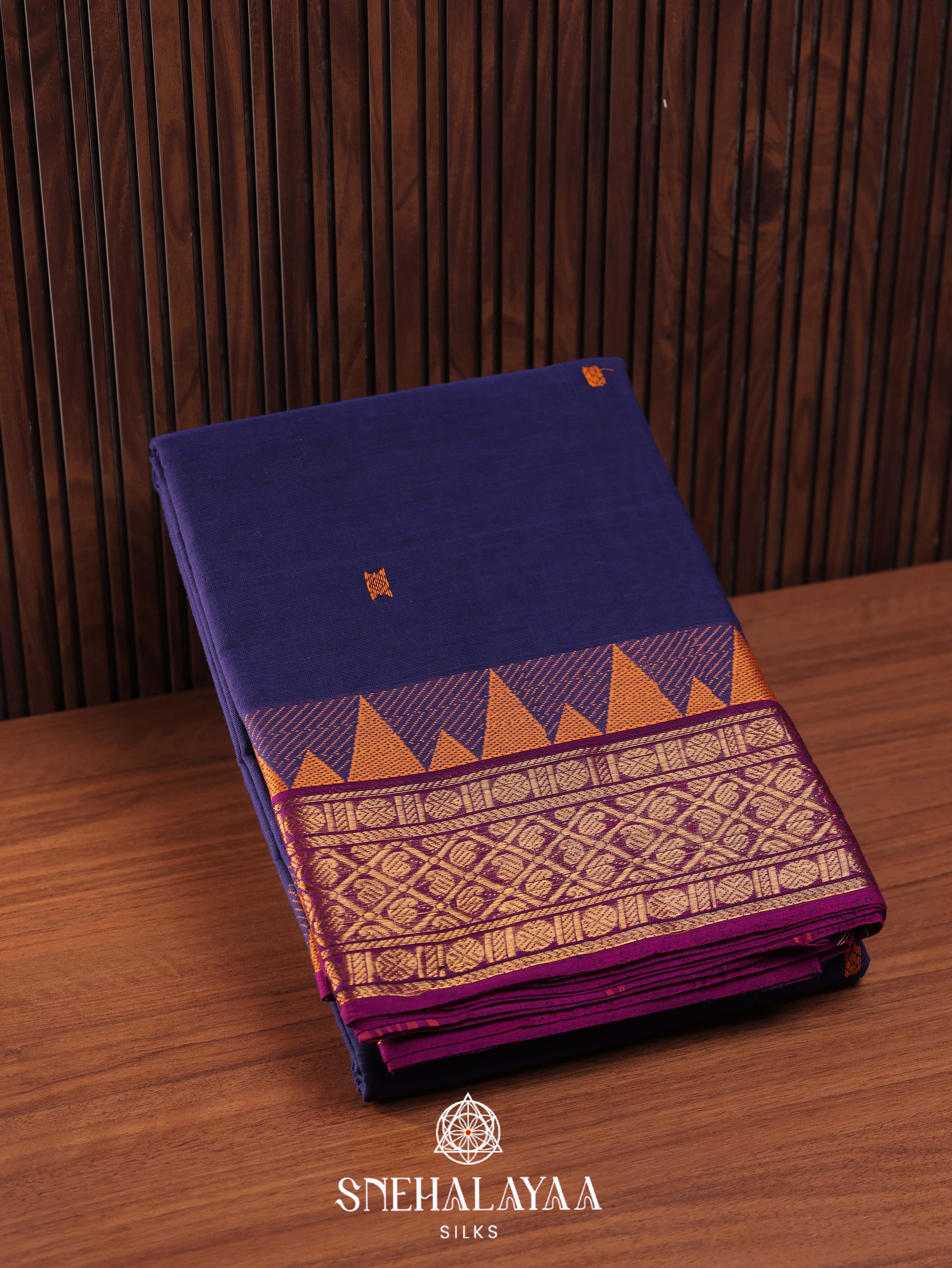 Blue  Kanchi Cotton Saree