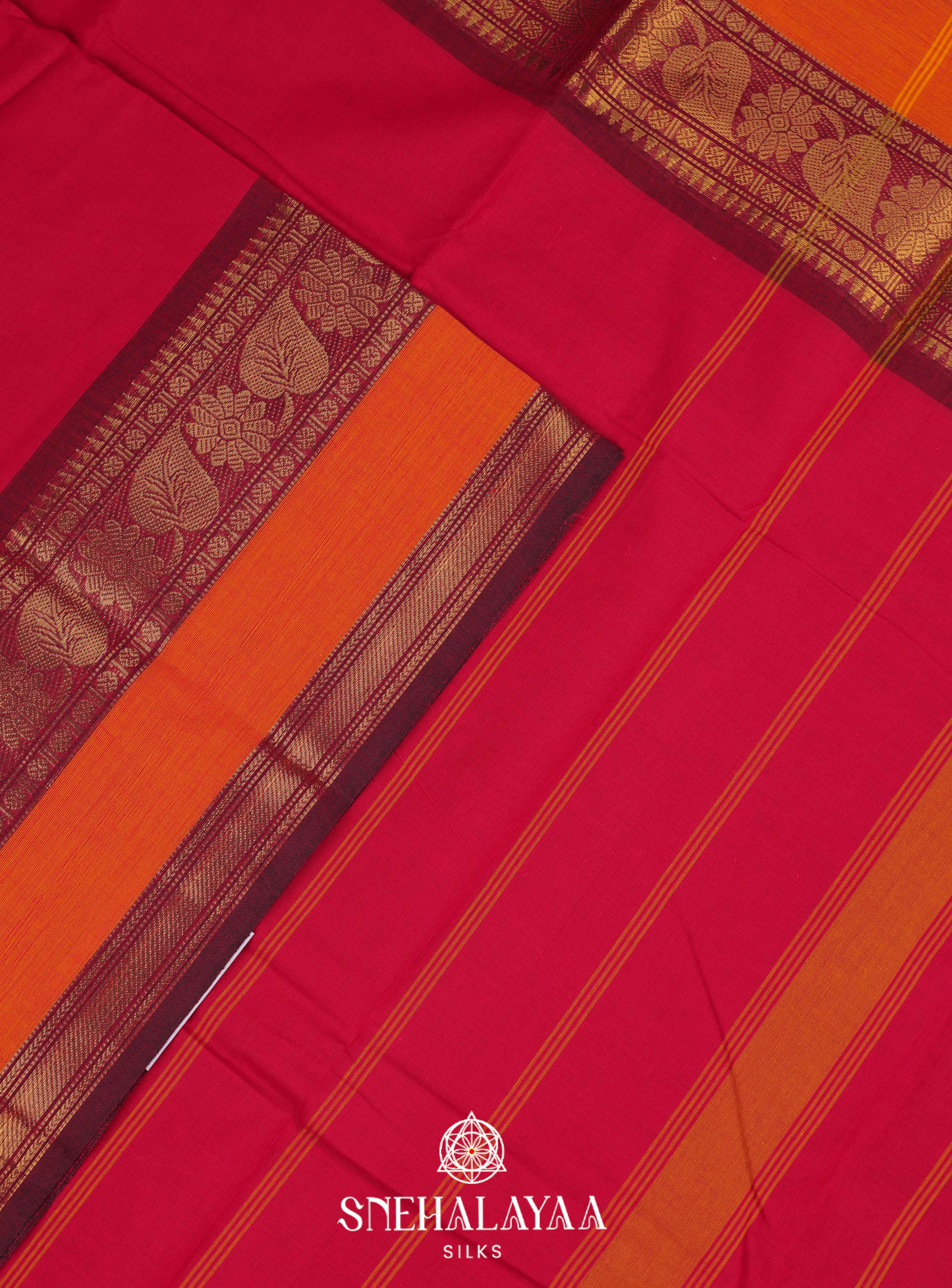 Red Kanchi Cotton Saree