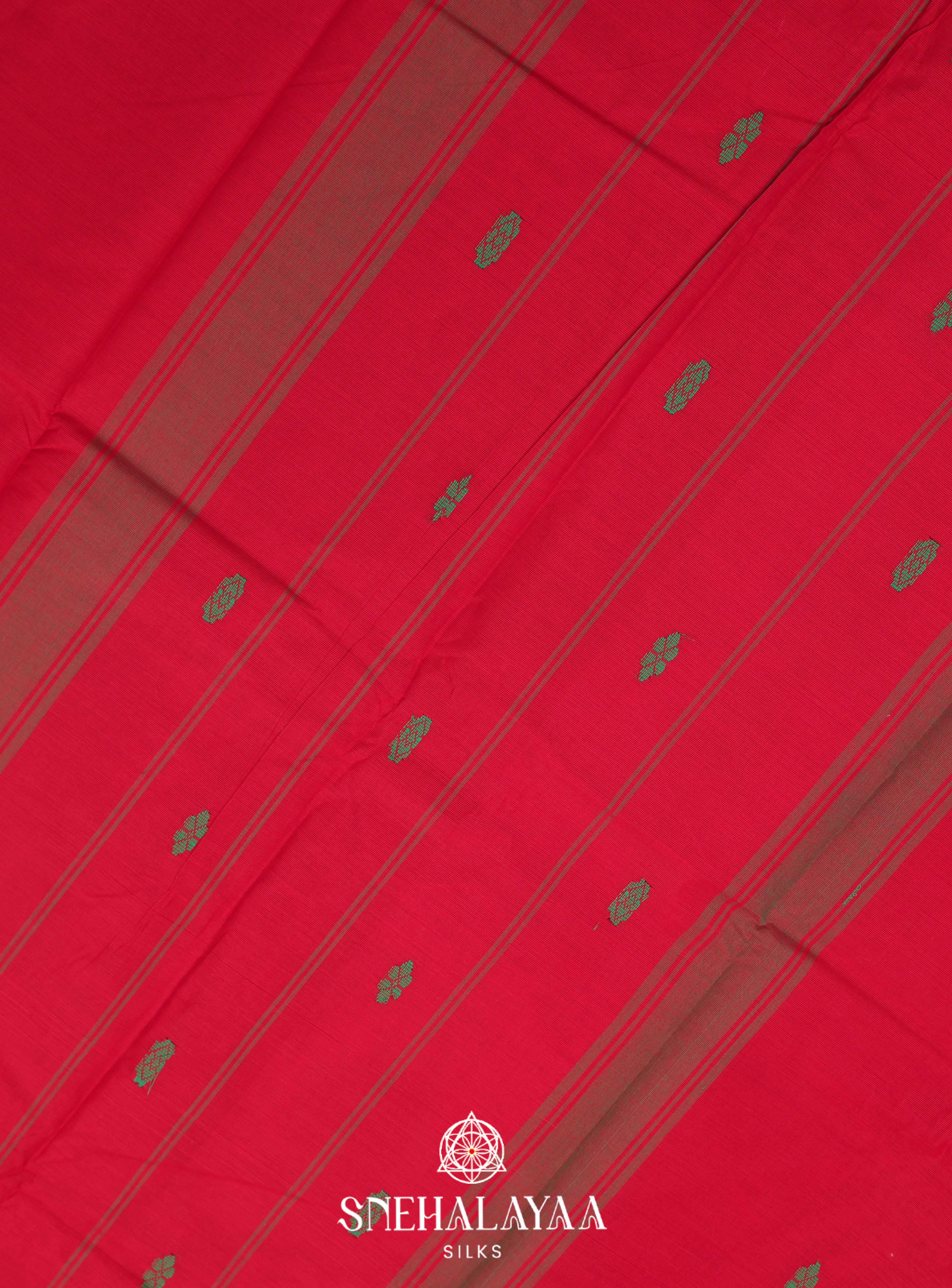 Red Kanchi Cotton Saree