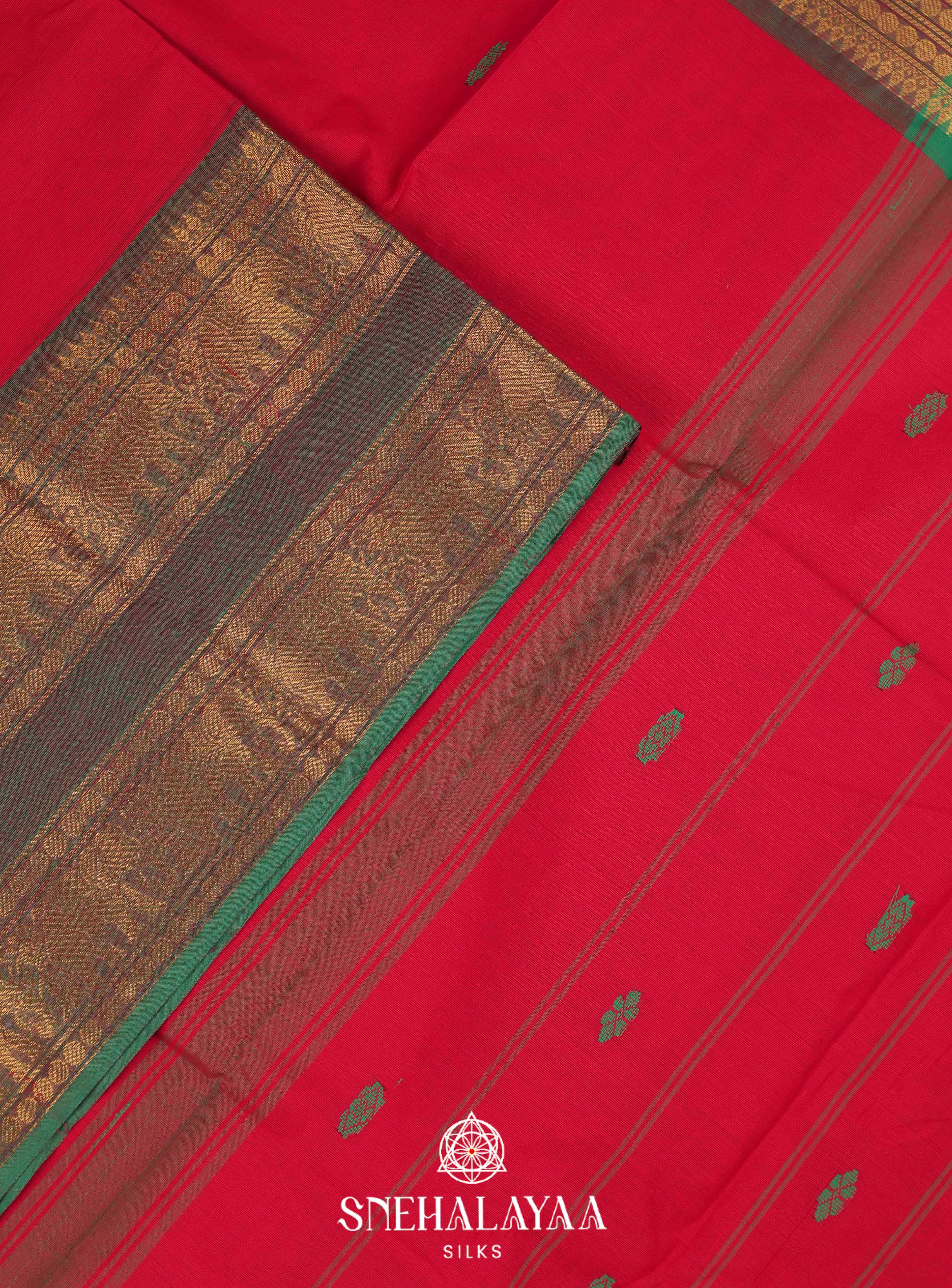Red Kanchi Cotton Saree