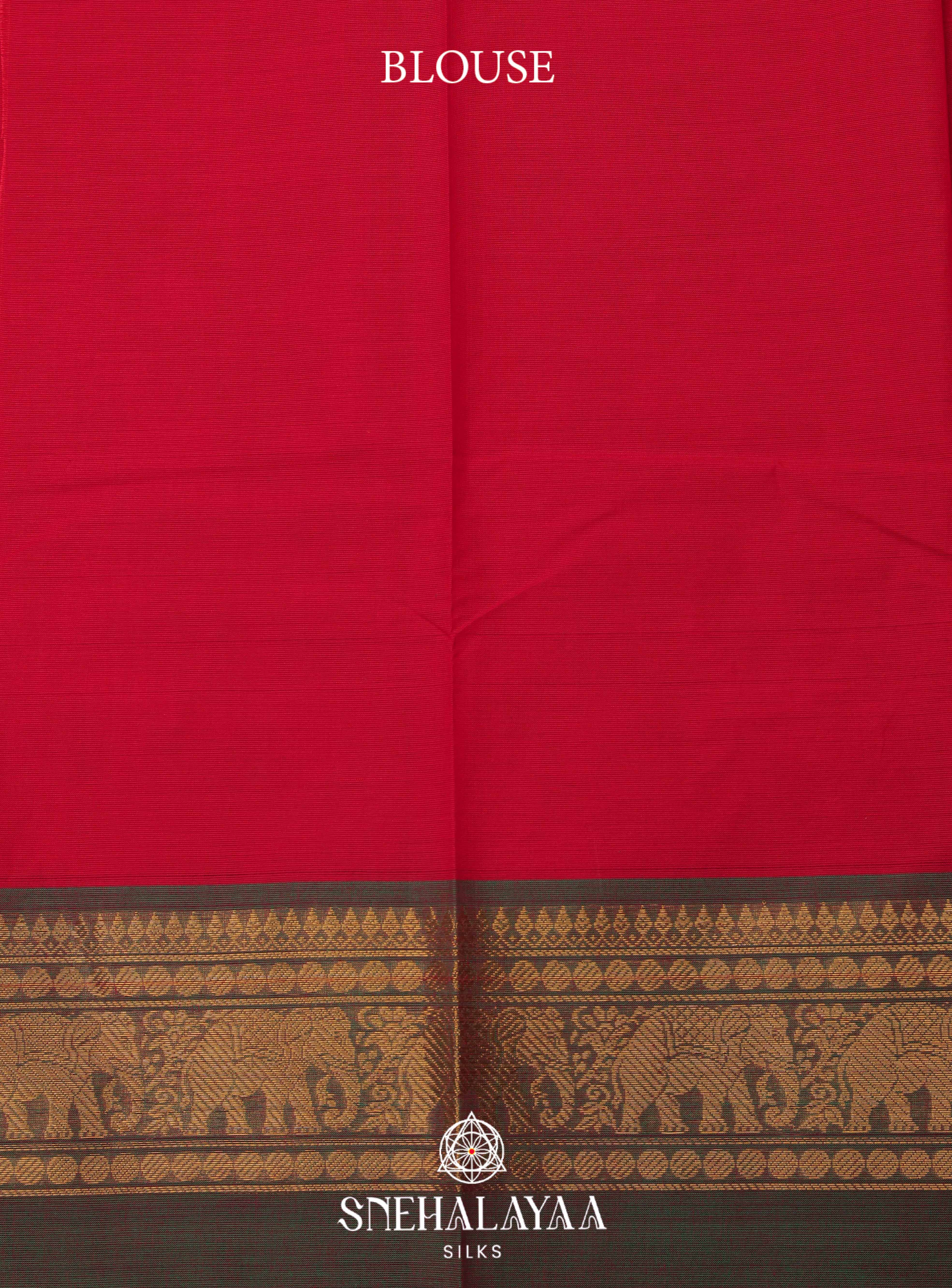 Red Kanchi Cotton Saree