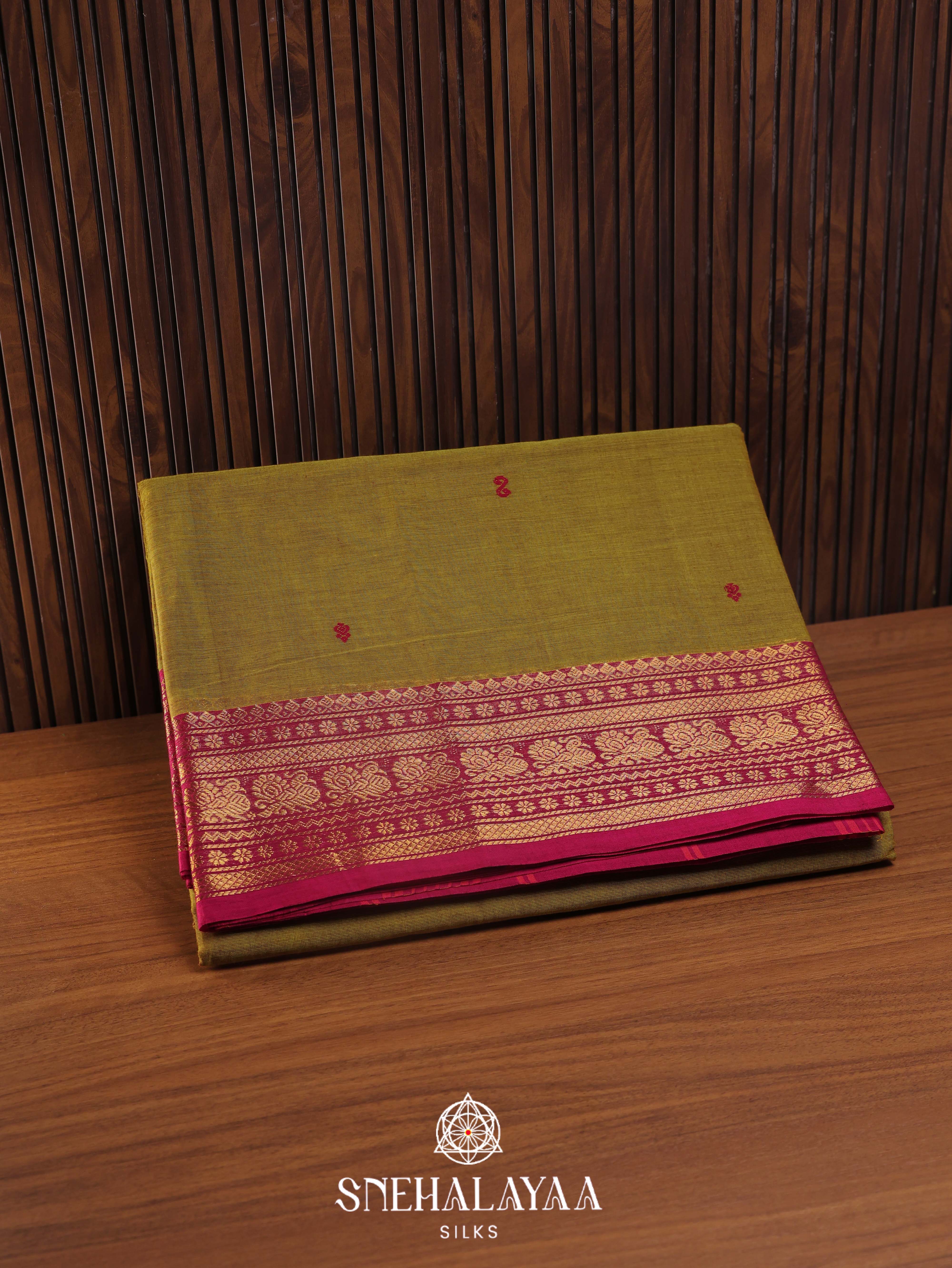 Mehendi Green Kanchi Cotton Saree