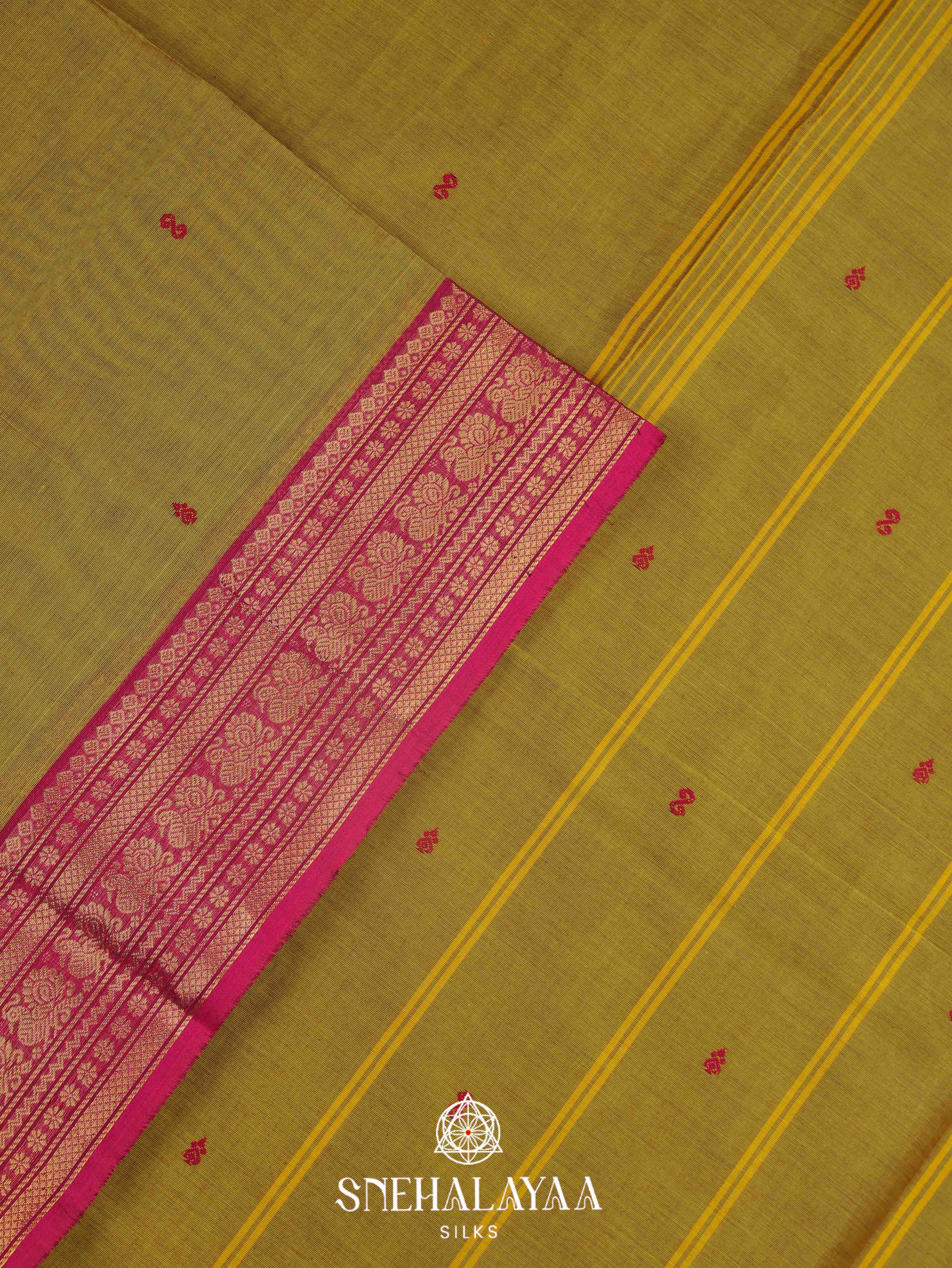 Mehendi Green Kanchi Cotton Saree