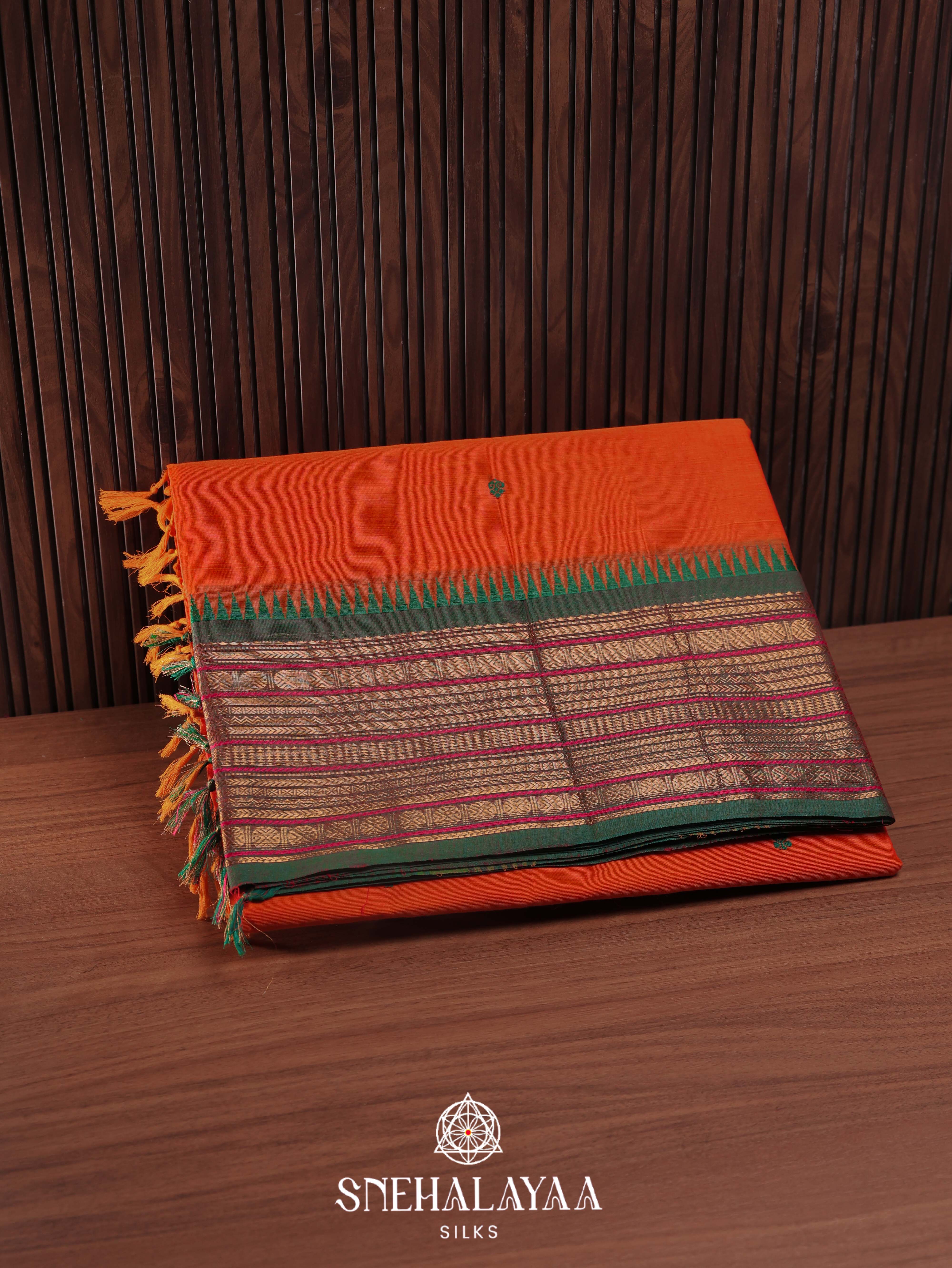 Orange Kanchi Cotton Saree