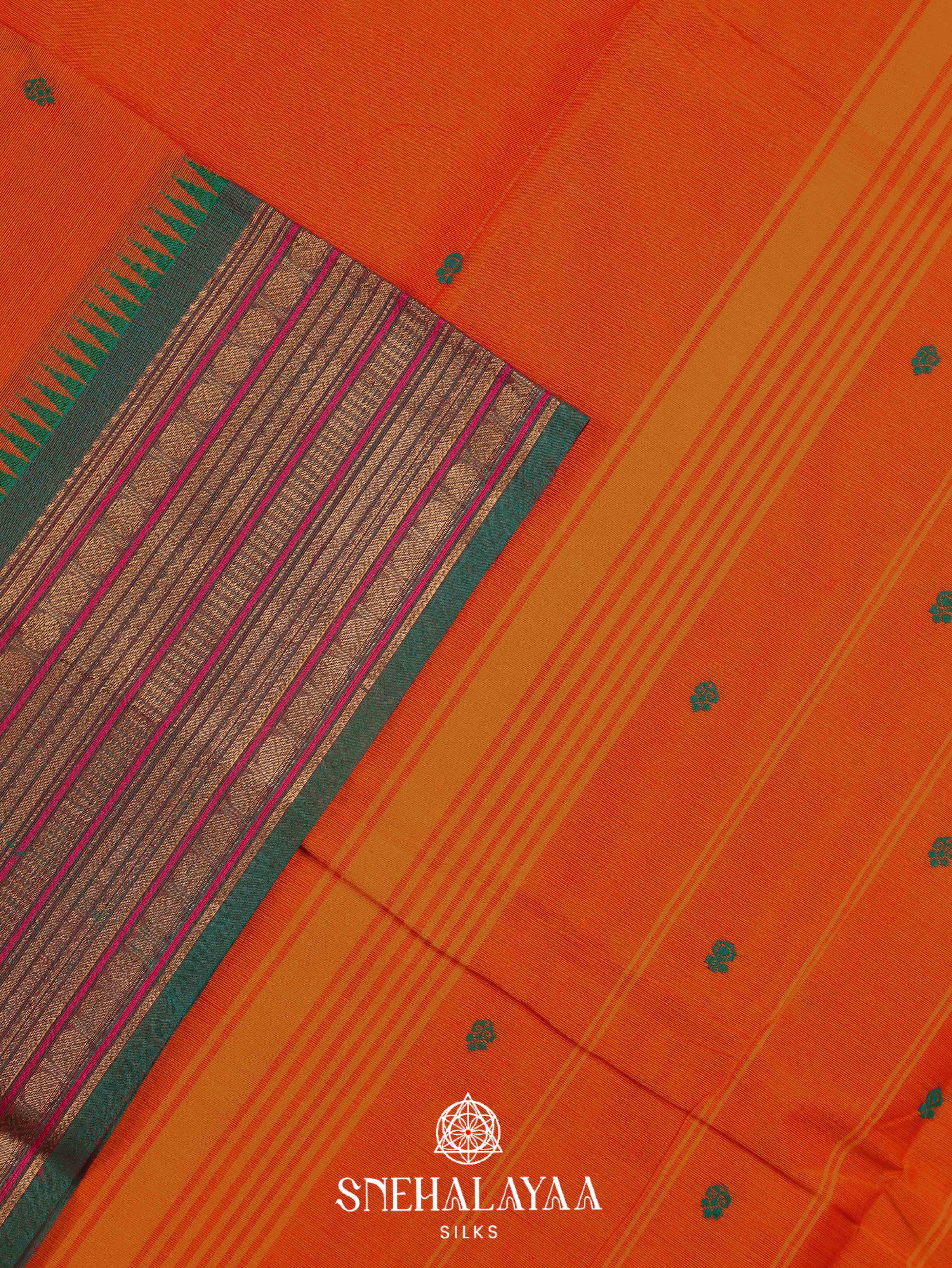 Orange Kanchi Cotton Saree