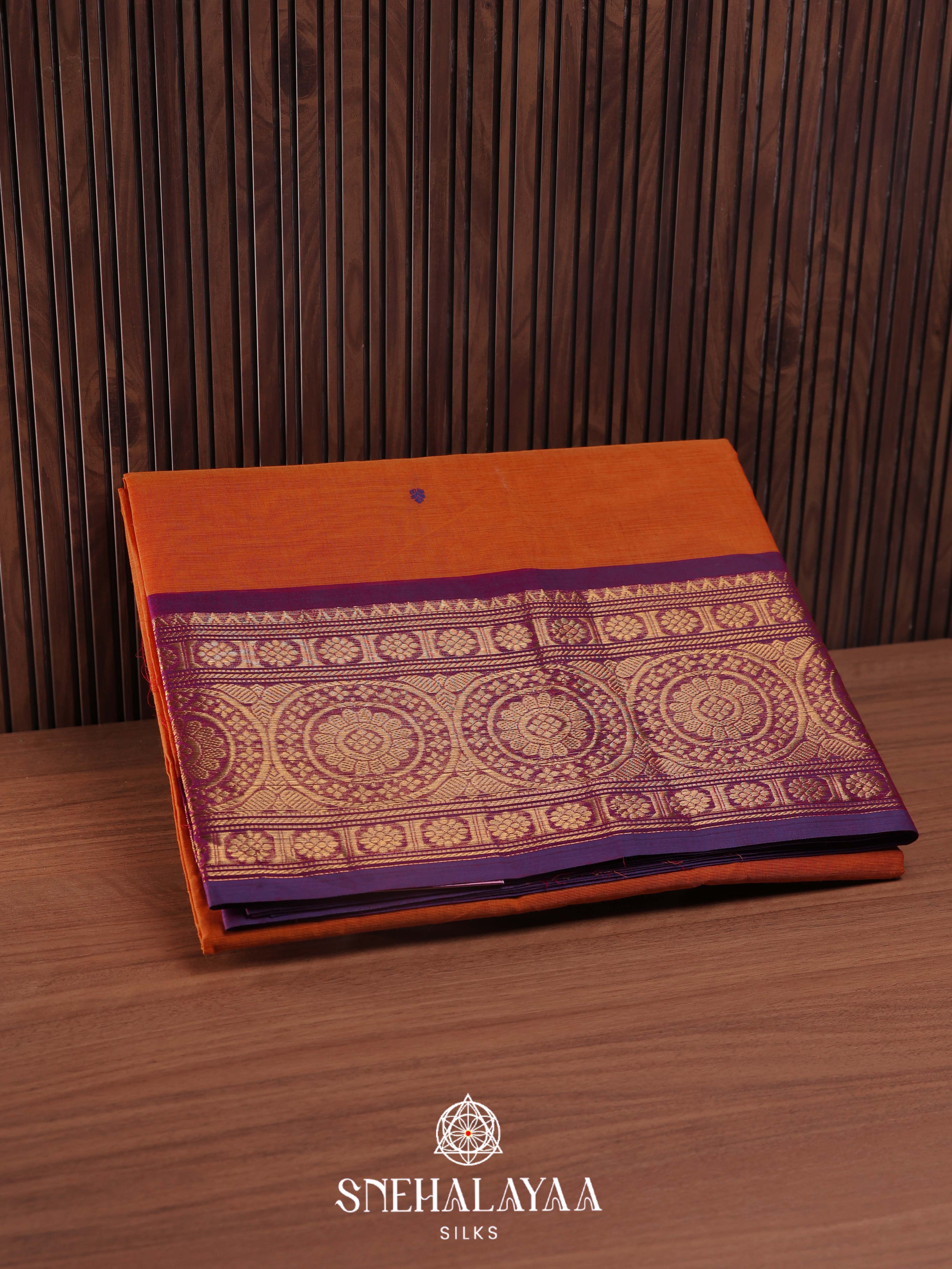 Orange Kanchi Cotton Saree