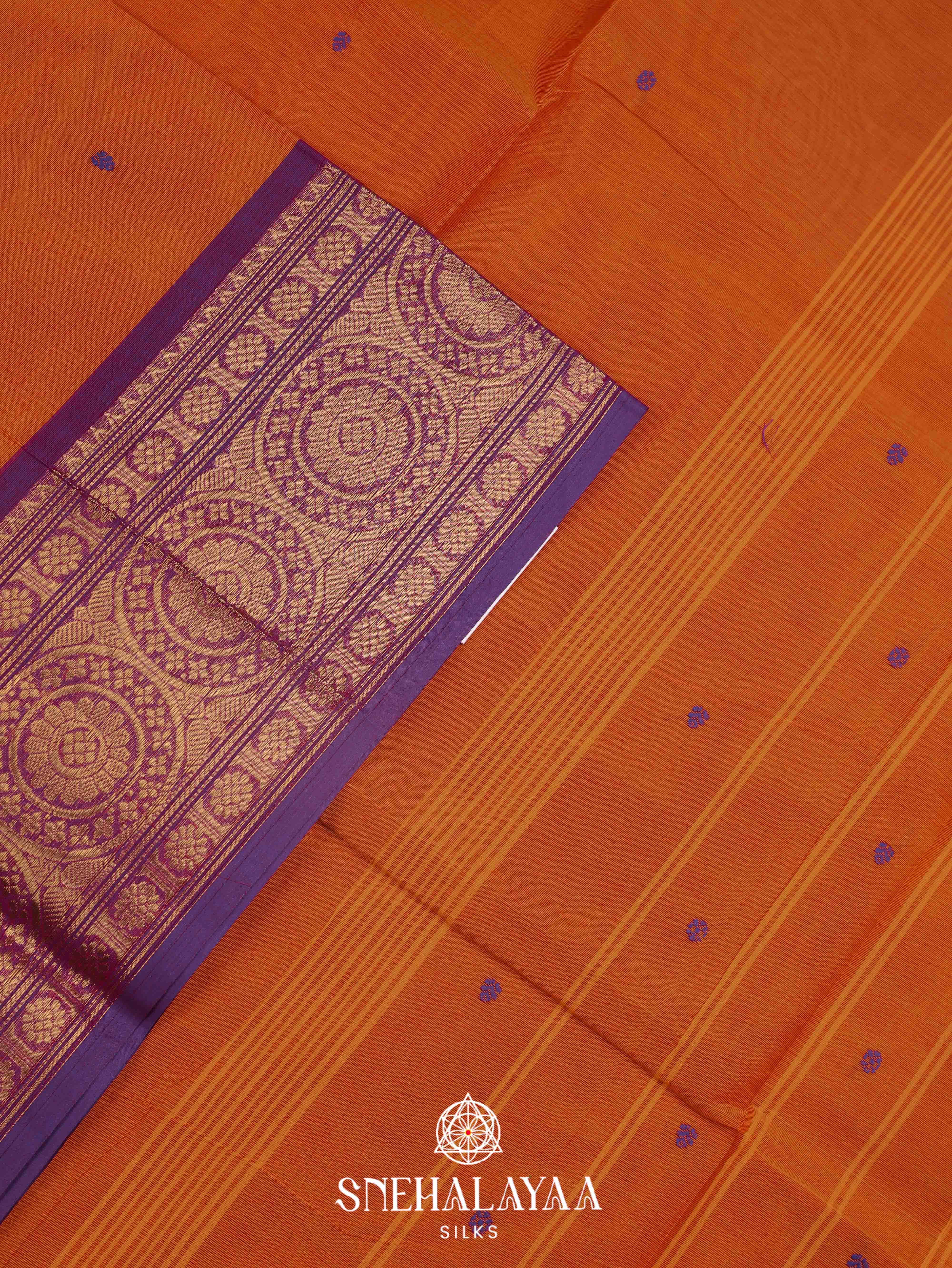 Orange Kanchi Cotton Saree
